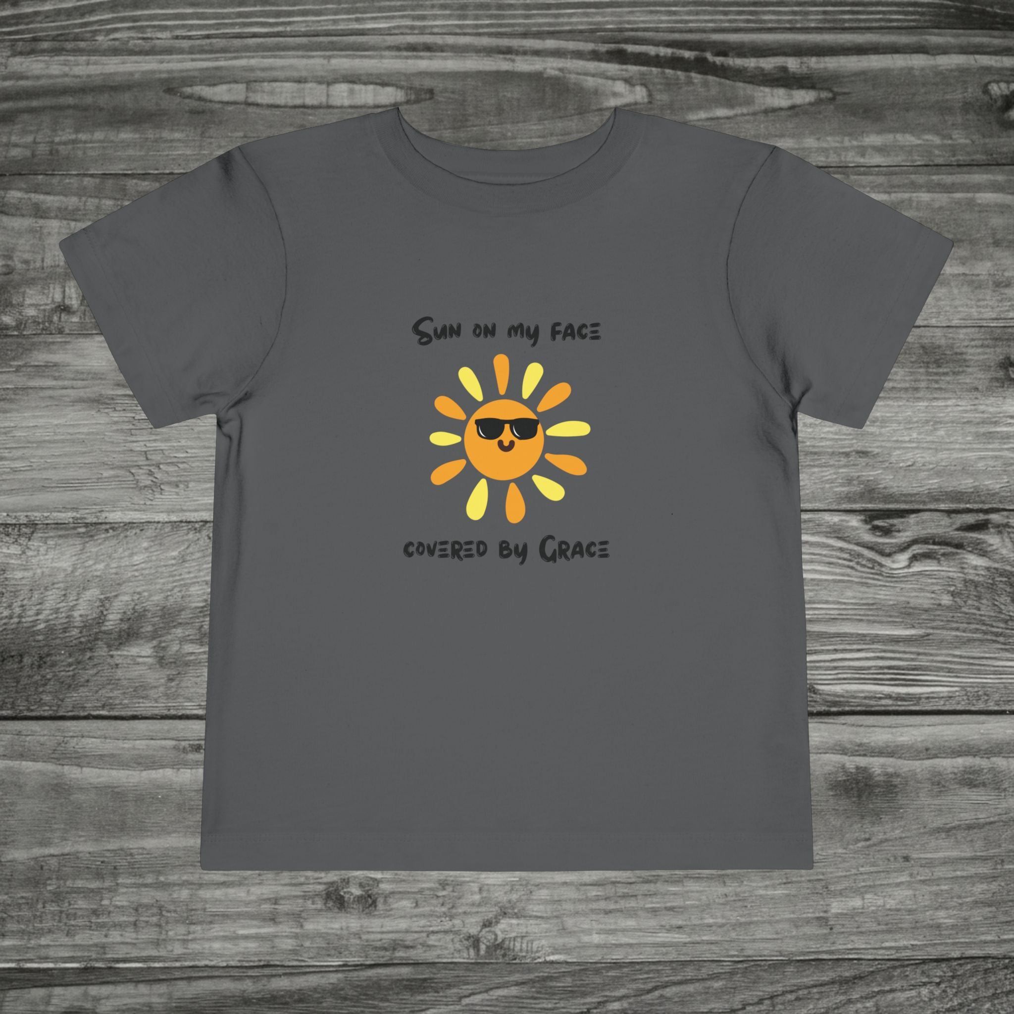 Sun with Sunglasses Covered by Grace toddler tee | Kids Sunshine Shirt