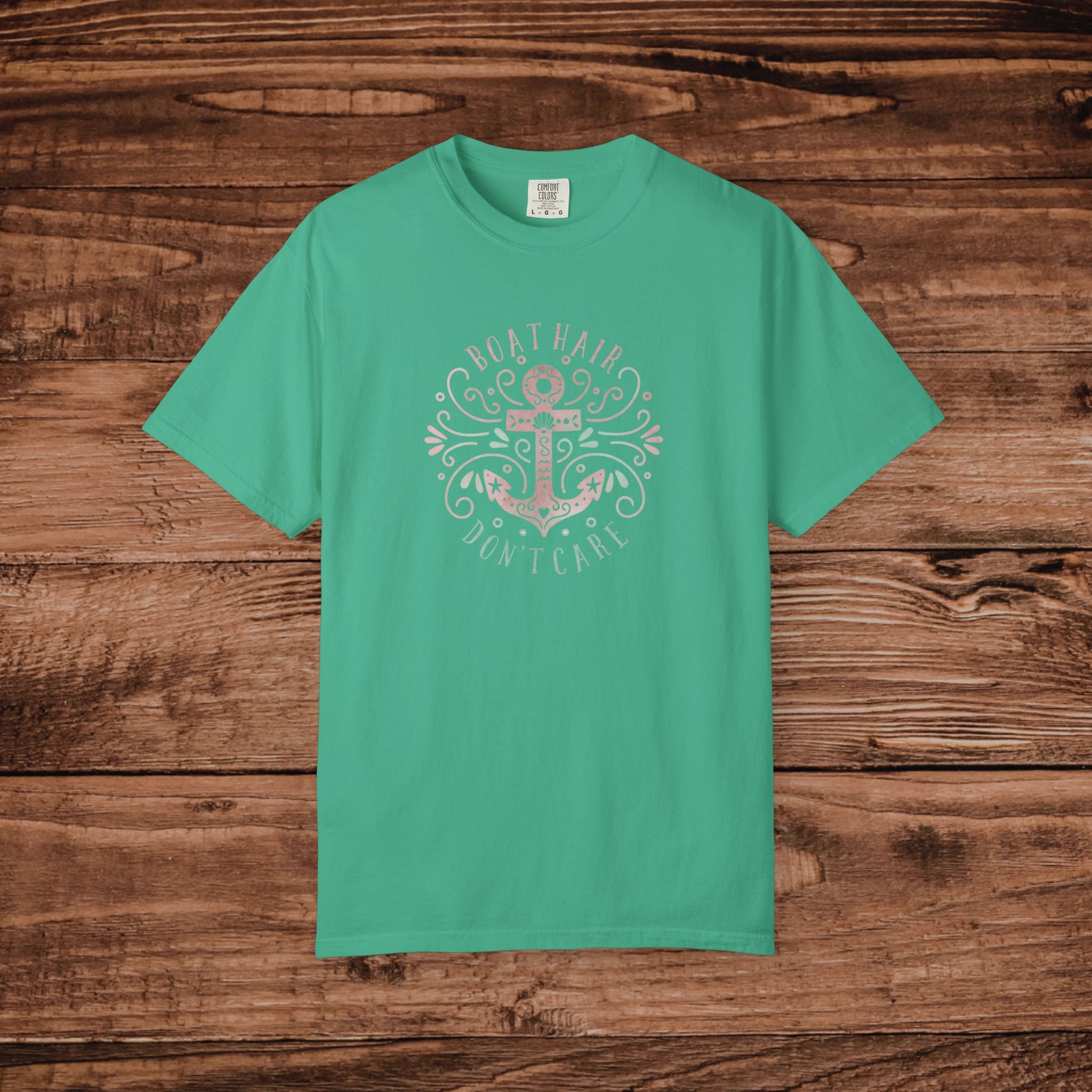 Anchor Floral Crest T-shirt | Nautical Anchor Design, Pastel Beach Vibes