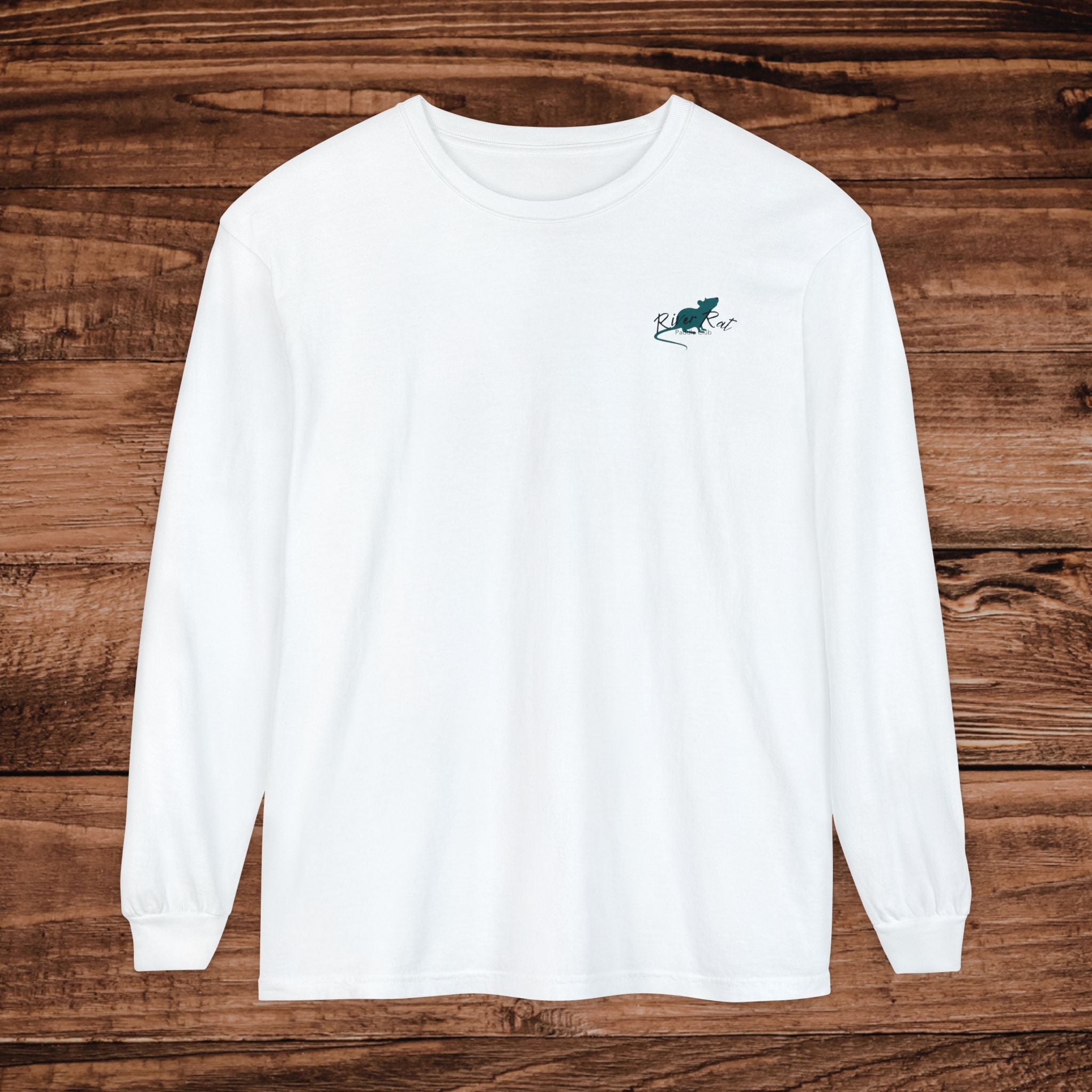 River Rat Paddle Club Long Sleeve Logo T-Shirt Dual Graphic Designs
