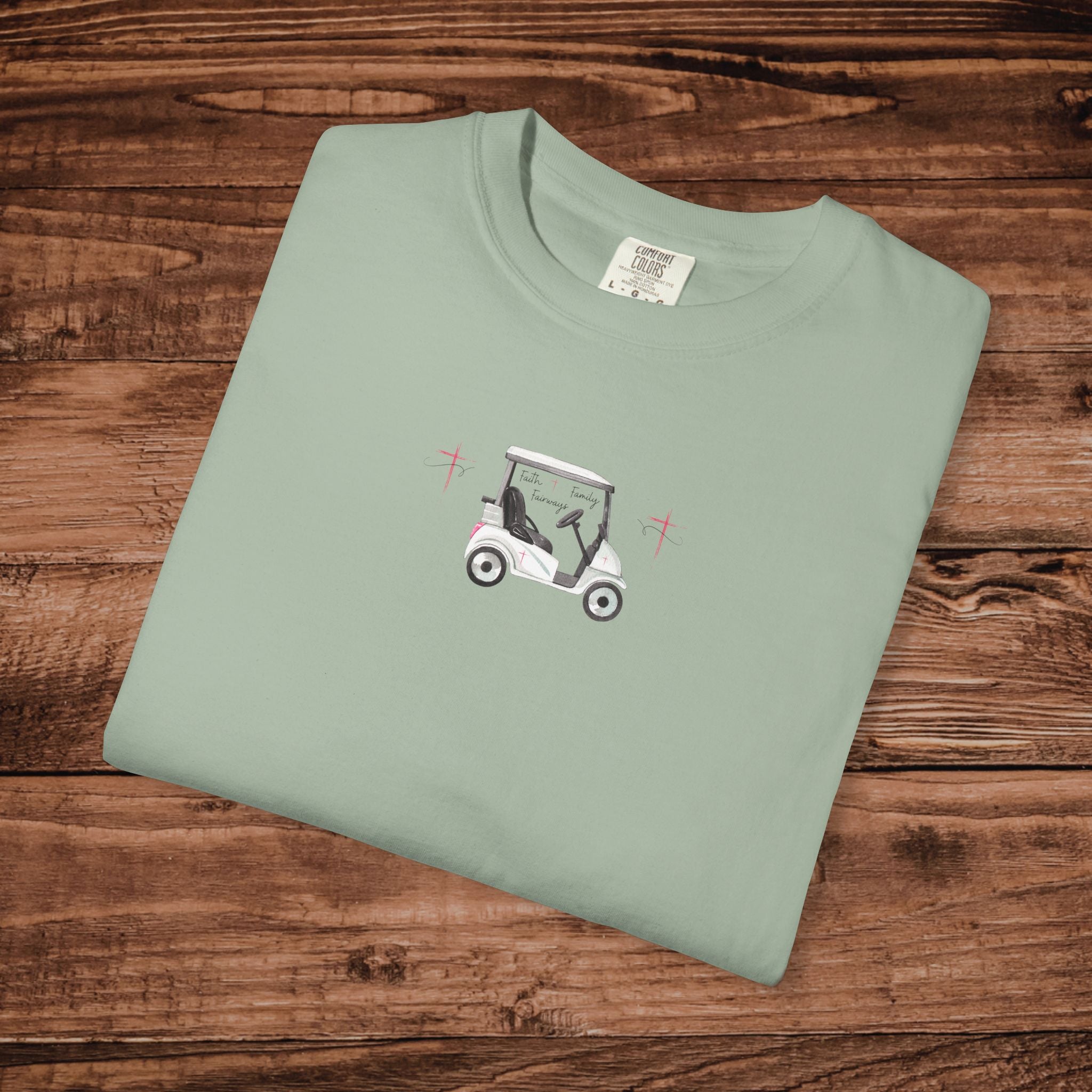 Christian Women's Golf Shirt, Comfort Colors 1717 Minimalist Golf Cart Tee, Aesthetic Faith Based Golfer Gift, Preppy Sunday Golfing Top
