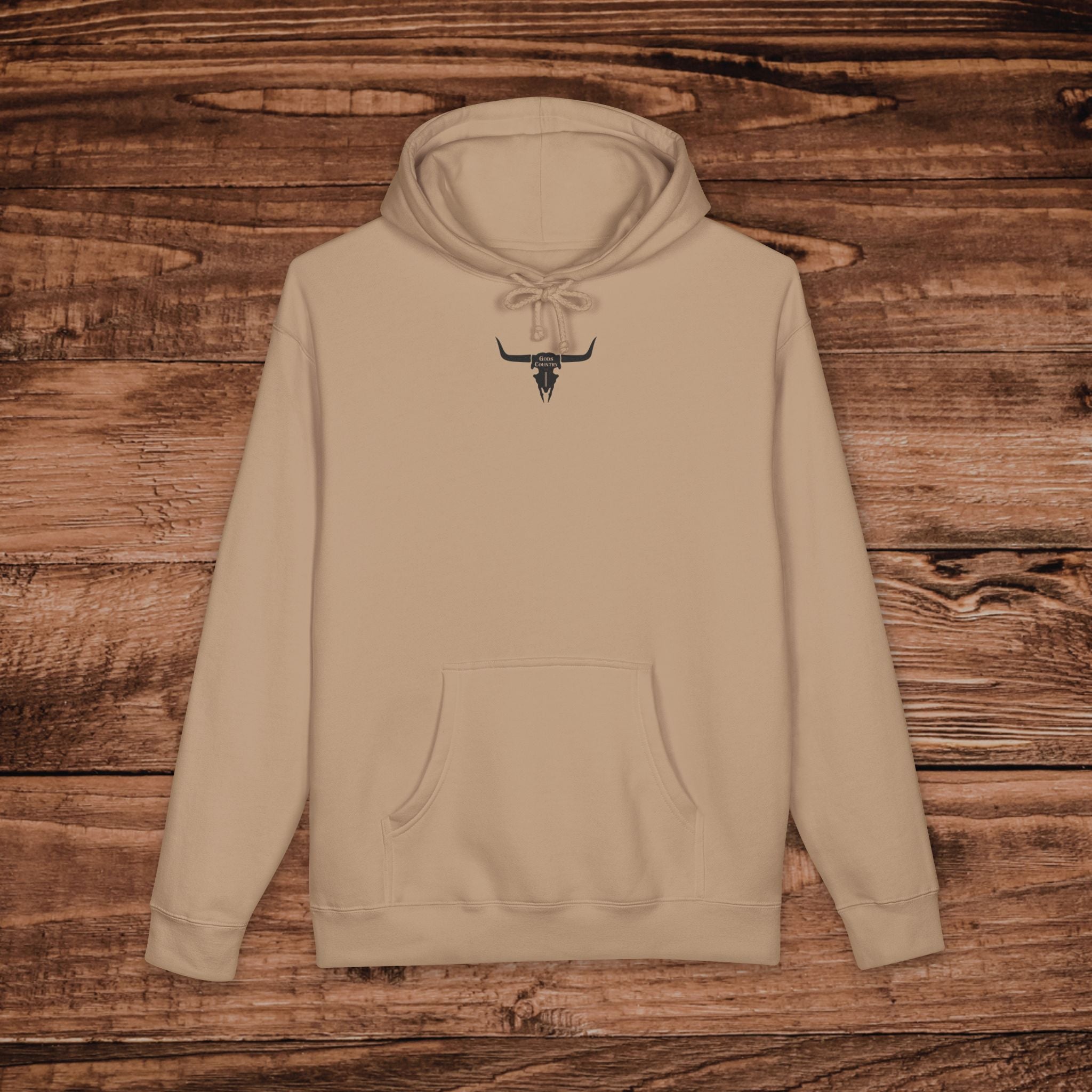 Embroidered Longhorn Skull Hoodie, Gods Country Western Sweatshirt, Texas Cattle Chest Print, Country Music Gift, Minimalist Boho Pullover