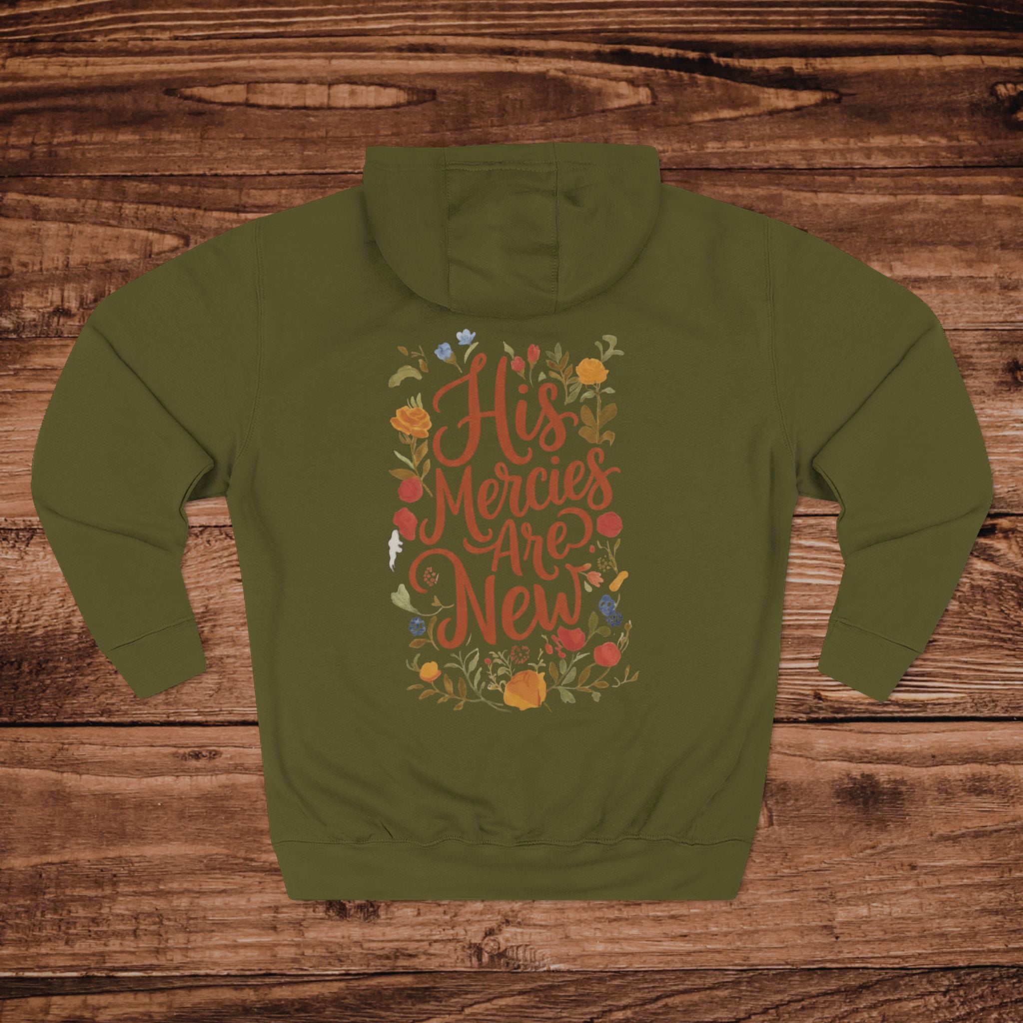 His Mercies Are New Hoodie | Scripture Floral Typography