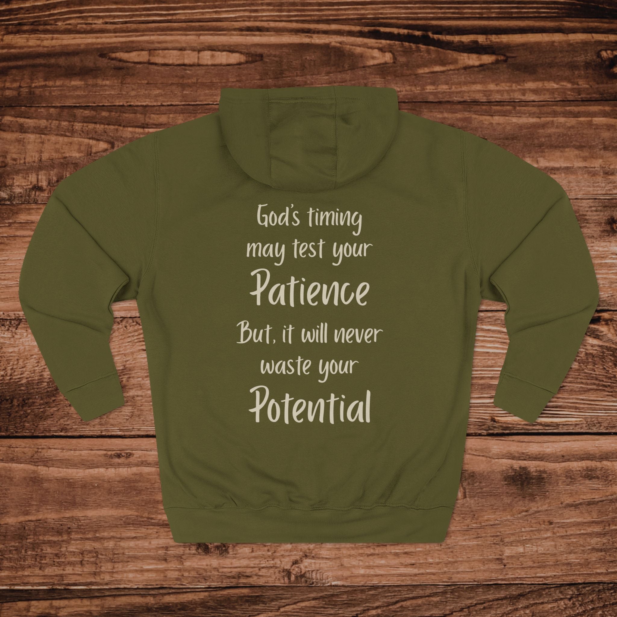 Gods Timing May Test Your Patience Hoodie, Christian Aesthetic Sweatshirt, Inspirational Scripture, Trusting God Gift, Minimalist Faith