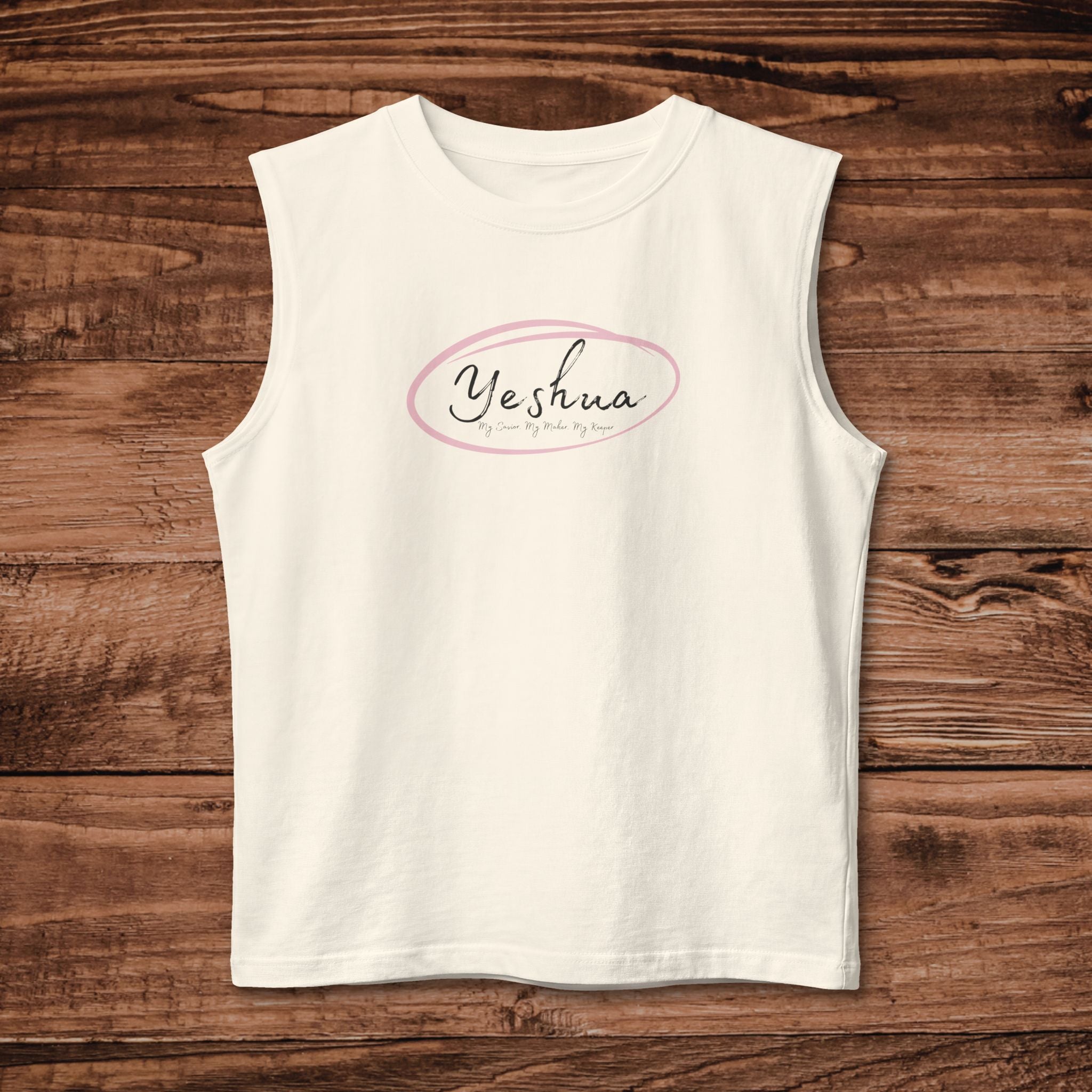 Yeshua Script Logo Muscle Tank | Faith Christian Apparel, Jesus Name Shirt