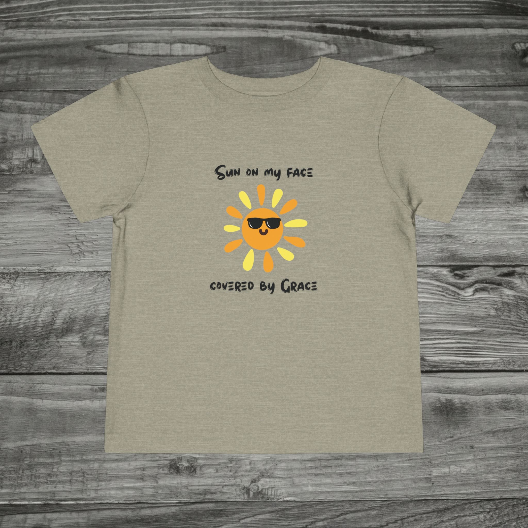 Sun with Sunglasses Covered by Grace toddler tee | Kids Sunshine Shirt