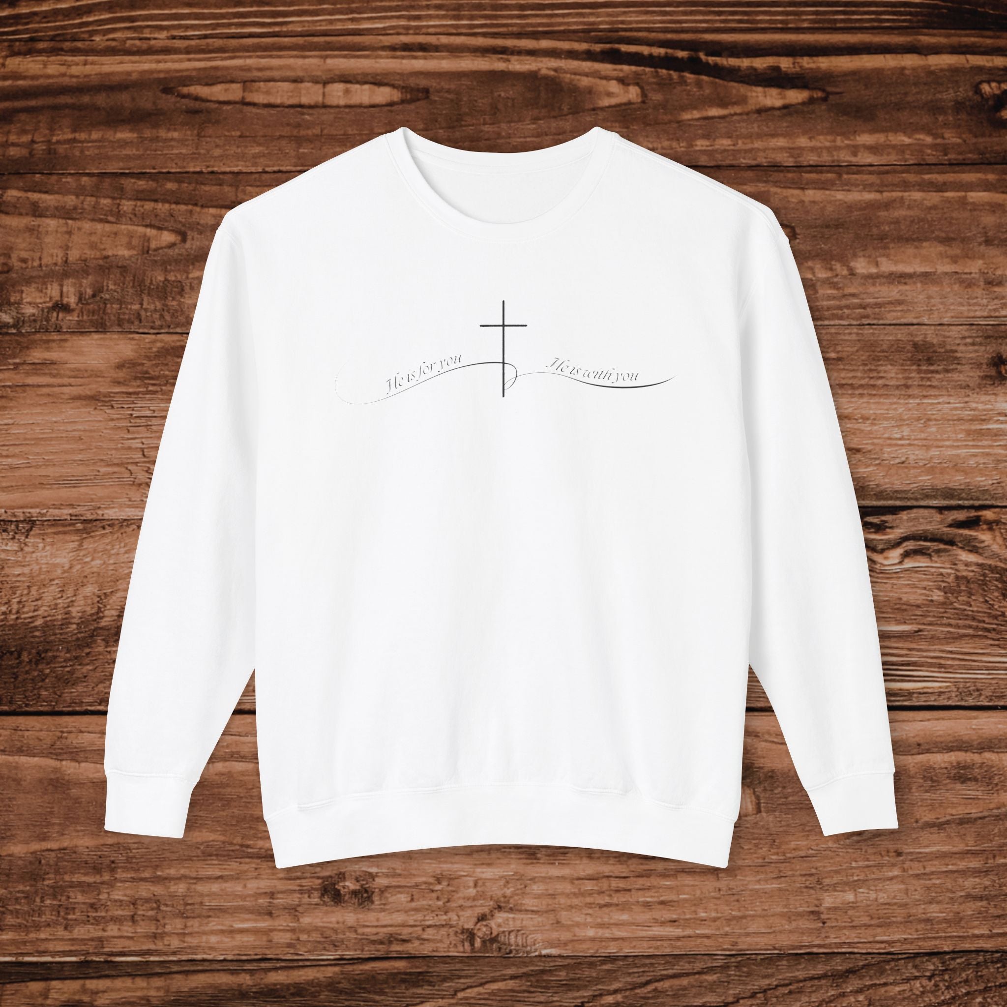 He Is With You Cross Line Art Crewneck Sweatshirt