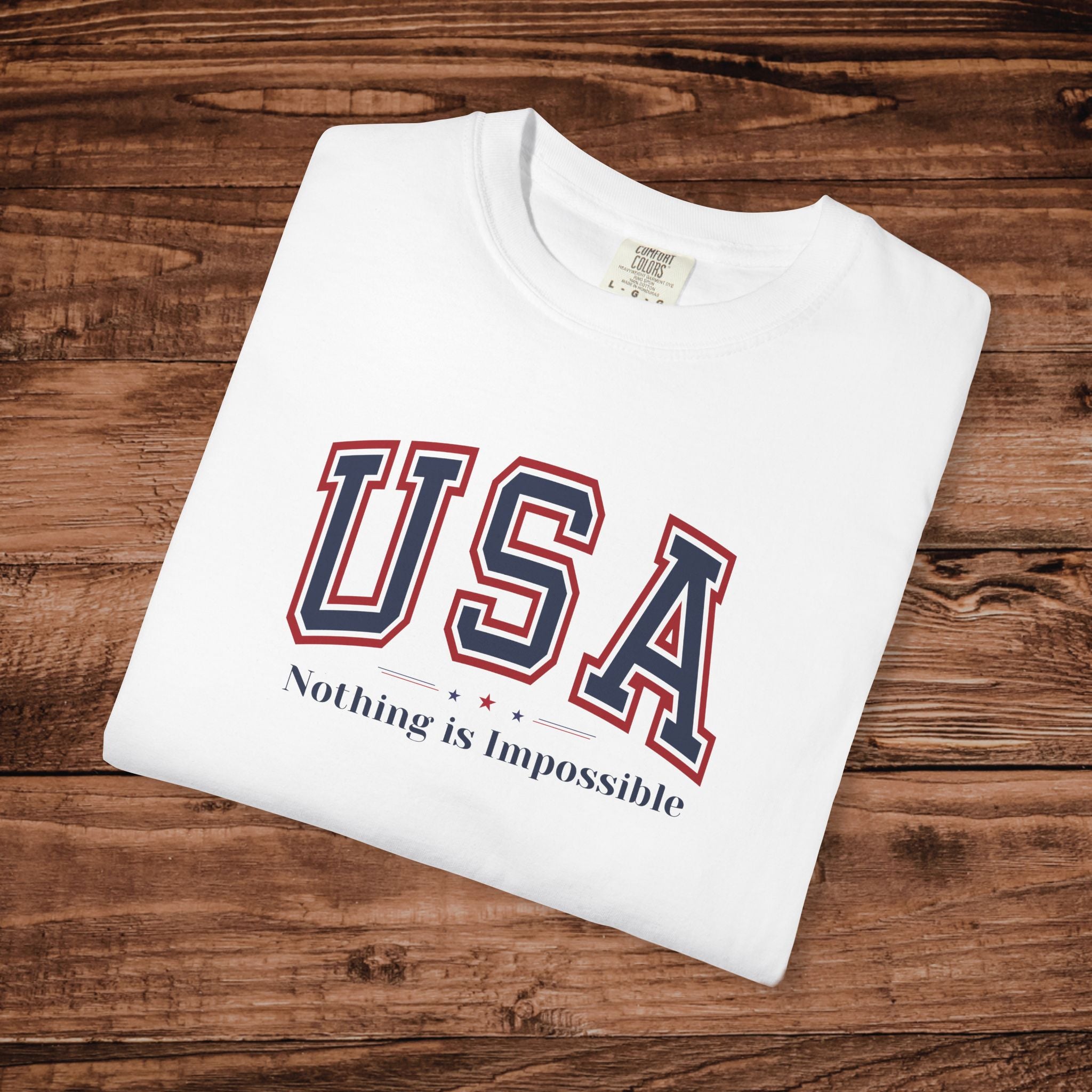 USA Nothing Is Impossible T-Shirt, Patriotic Collegiate Block Letter Tee, Vintage Americana Varsity Shirt, American Pride Shirt, 4th of July