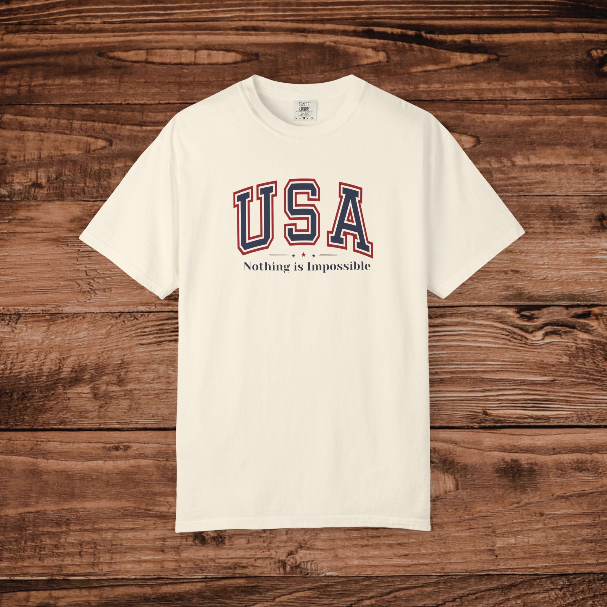 USA Nothing Is Impossible T-Shirt, Patriotic Collegiate Block Letter Tee, Vintage Americana Varsity Shirt, American Pride Shirt, 4th of July