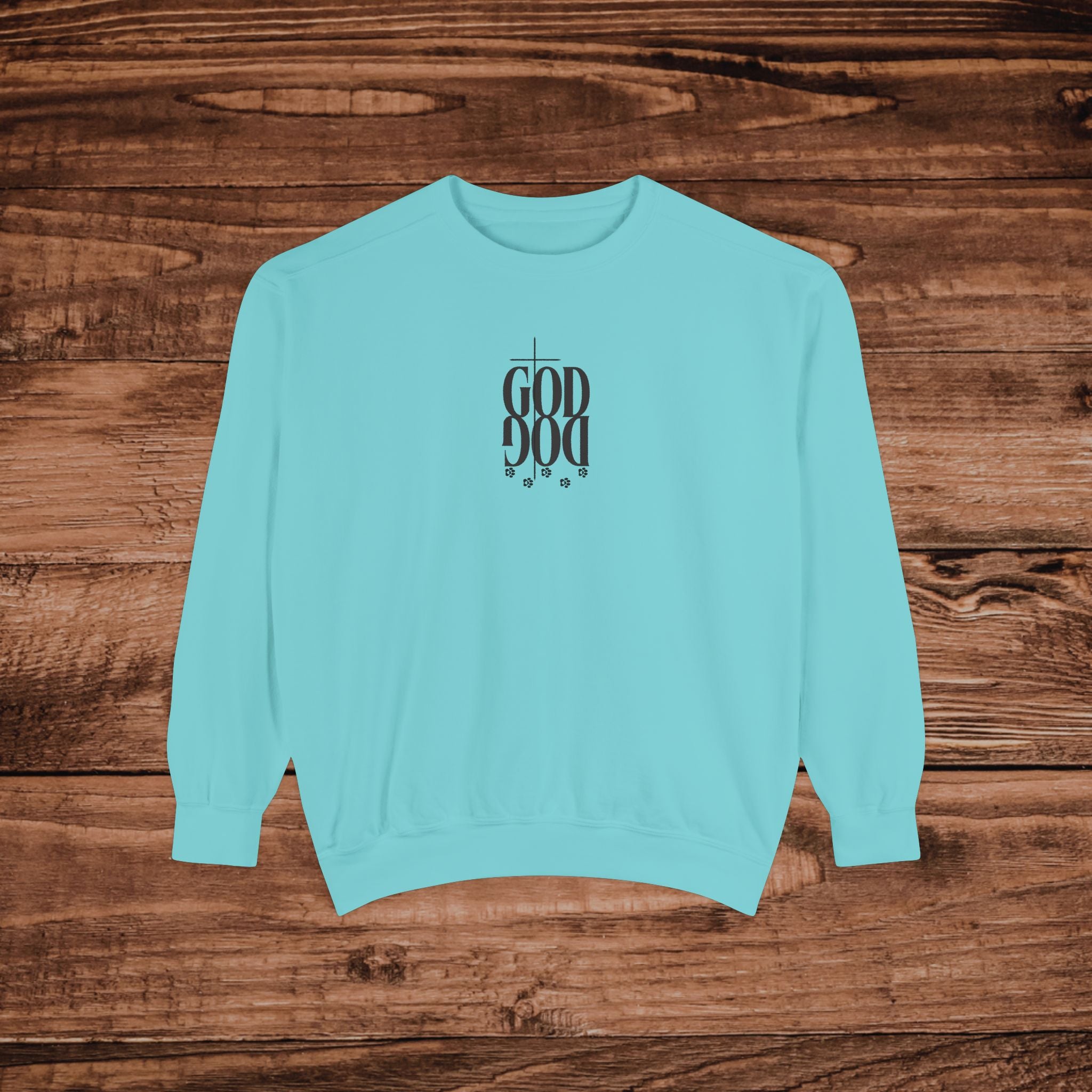 GOD DOG vertical script floral sweatshirt | spiritual pet lover design