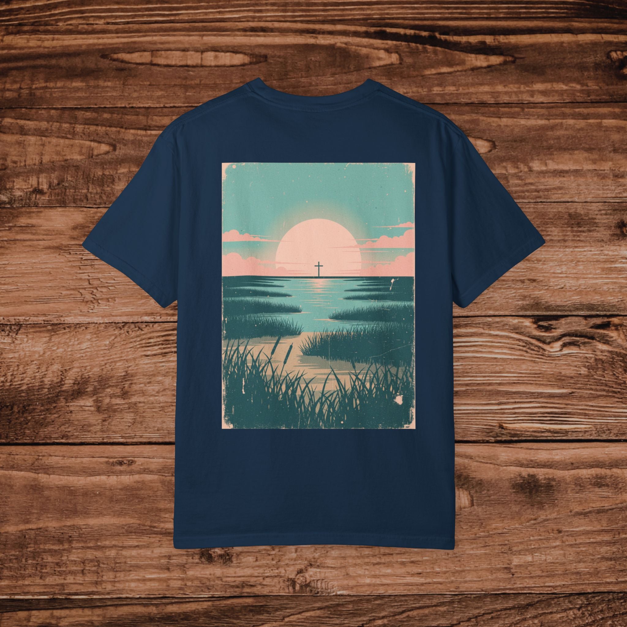 Coastal Sunset Cross T-shirt Beach Sunrise Landscape Tee