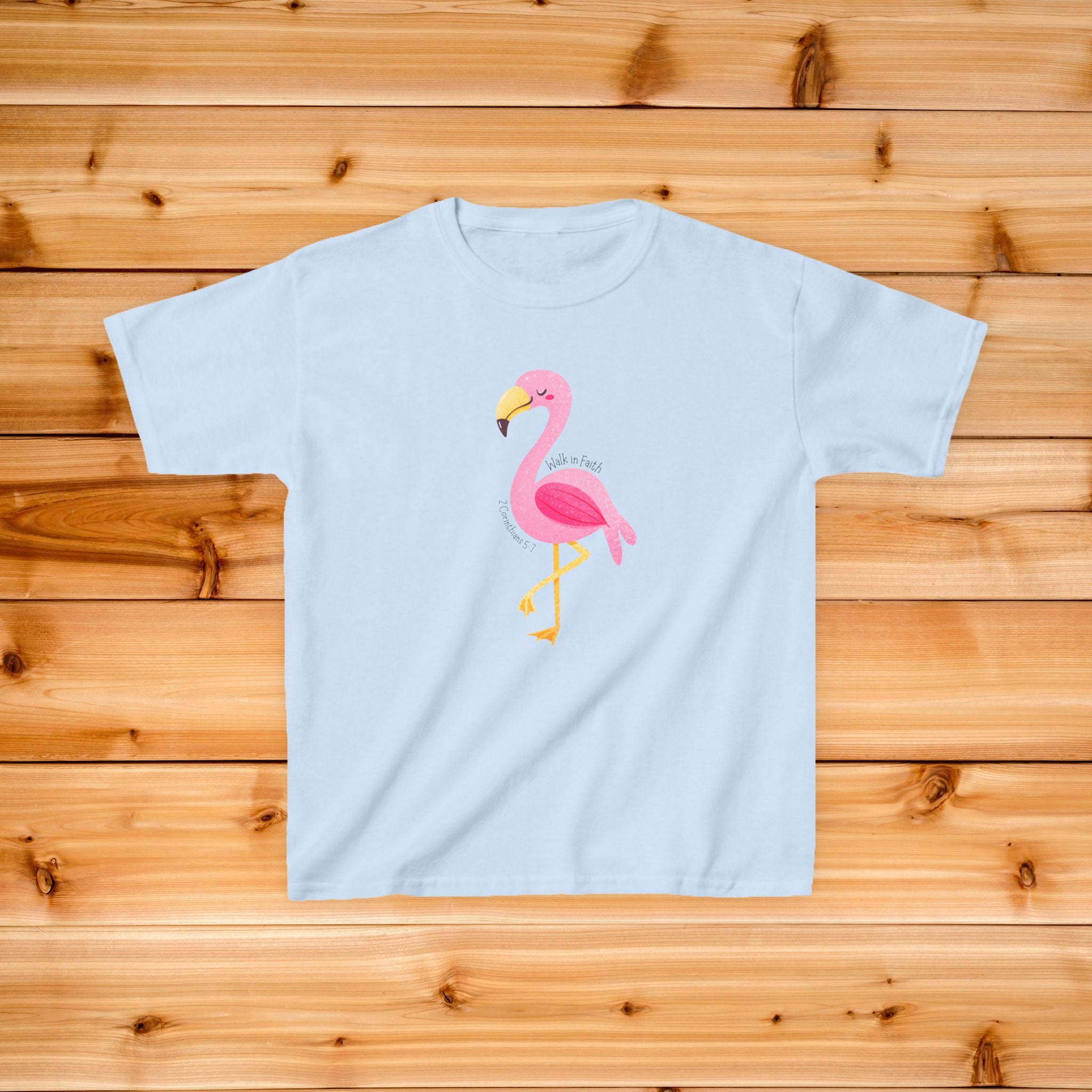 Pink Flamingo Kids T-Shirt | Walk by Faith