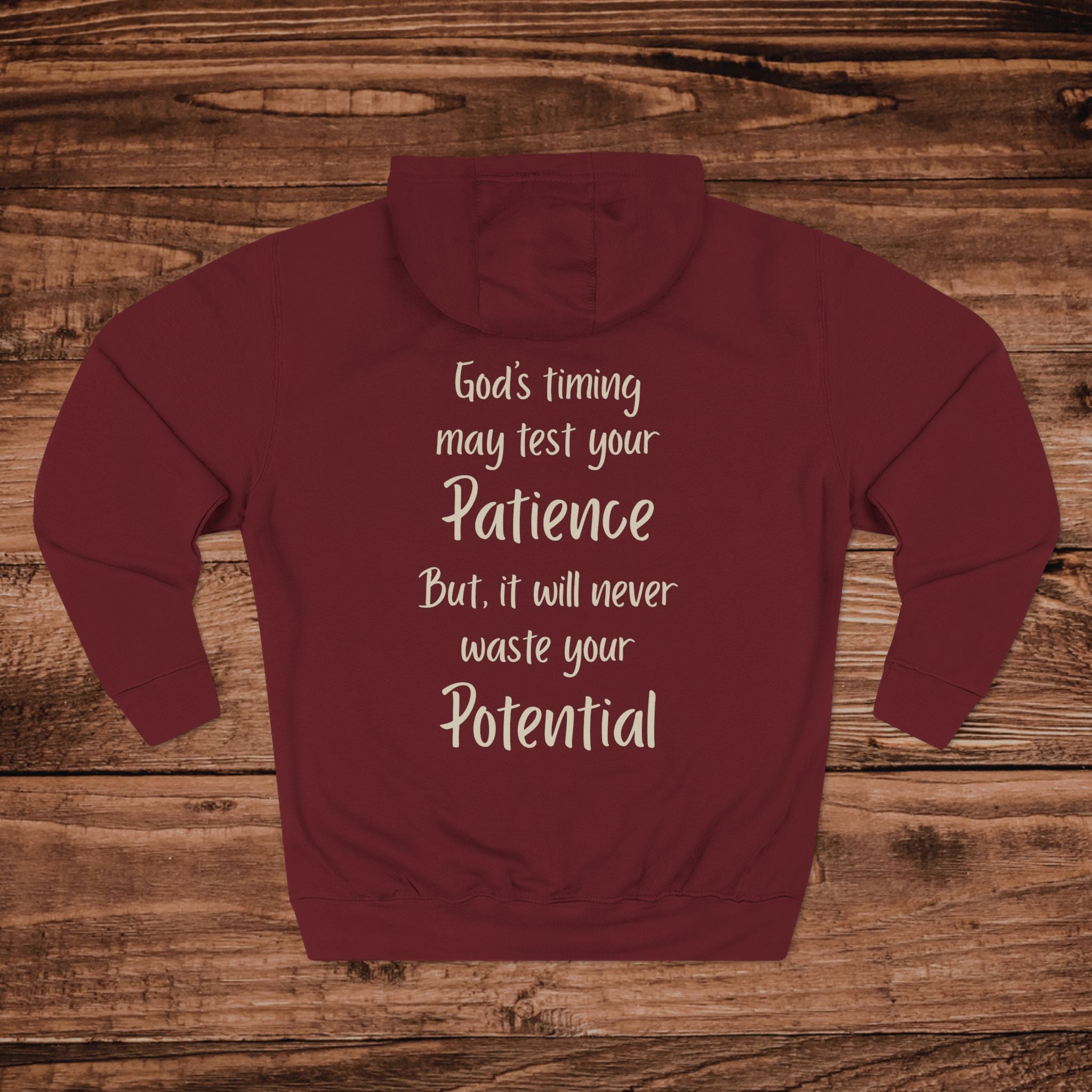 Gods Timing May Test Your Patience Hoodie, Christian Aesthetic Sweatshirt, Inspirational Scripture, Trusting God Gift, Minimalist Faith