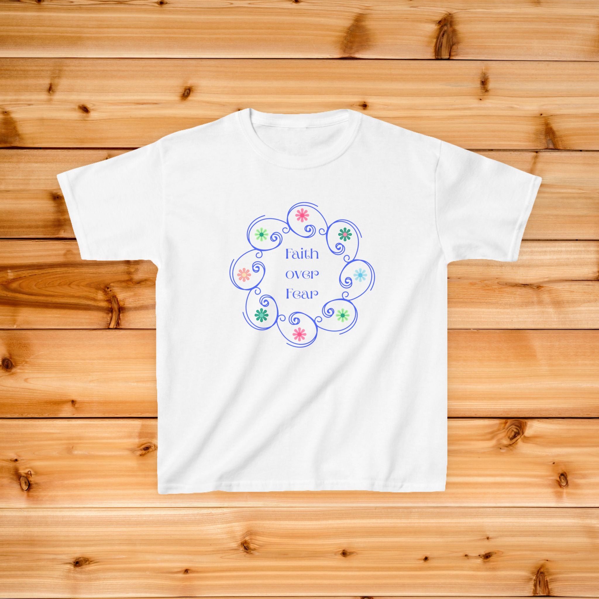 Girls Faith Tshirt | pastel floral swirl design