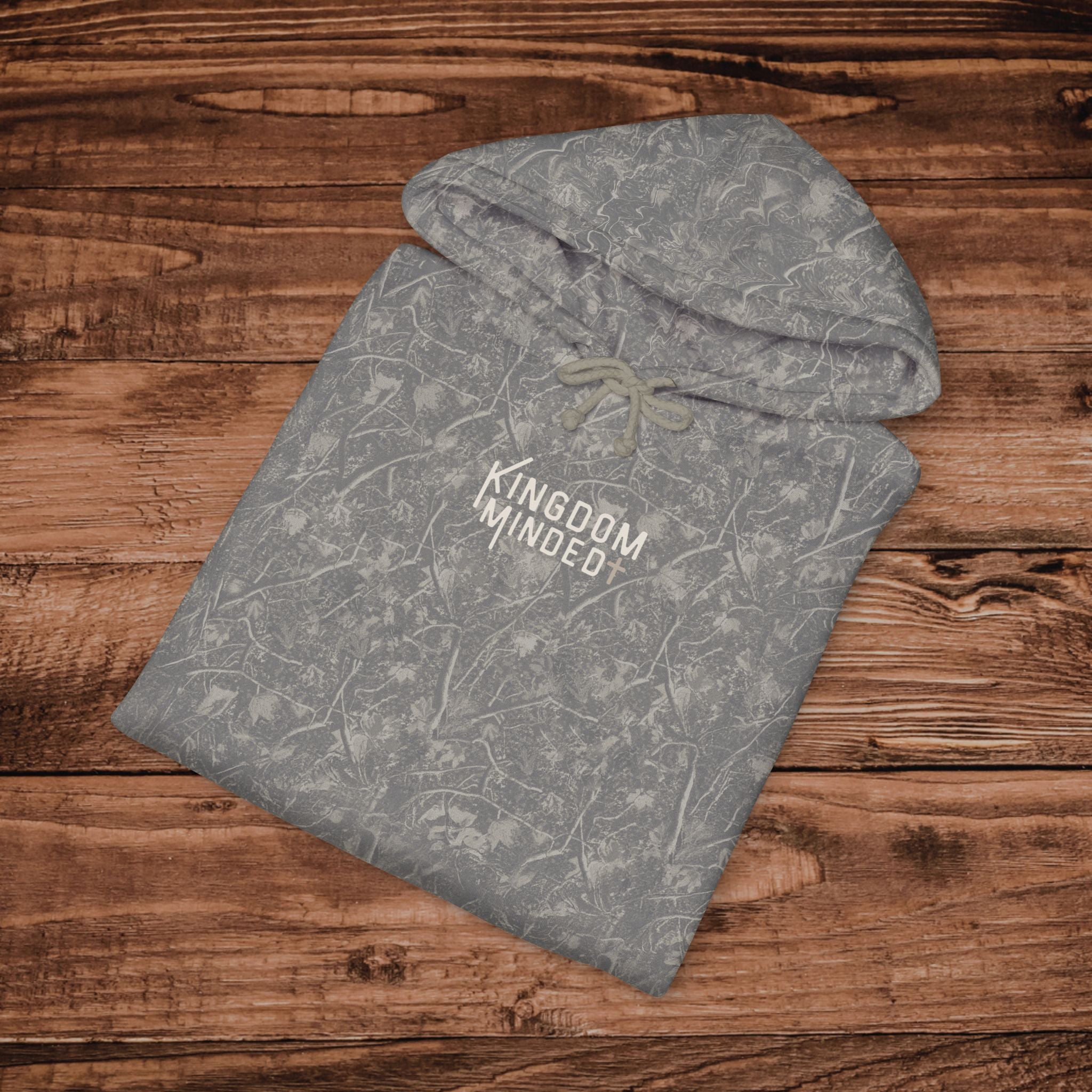 Embroidered Kindom Minded Camo Hoodie, Christian Sweatshirt, Premium Heavyweight Pullover, Aesthetic Camouflage Gospel Hoodie