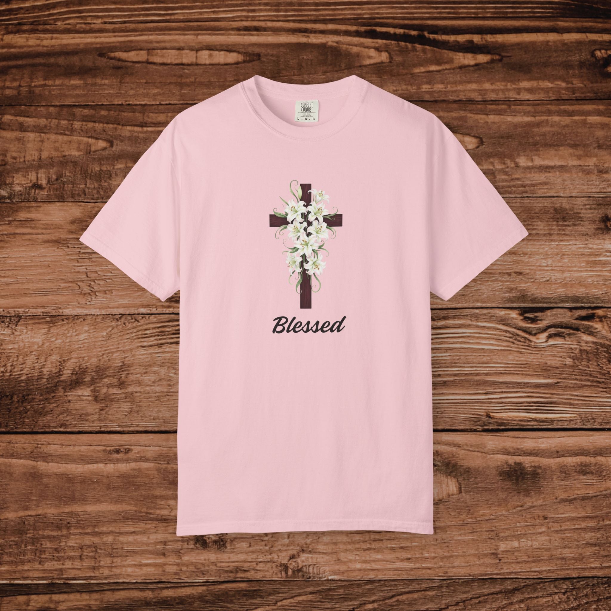 Floral Cross 'Blessed' T-shirt | Religious Christian Tee