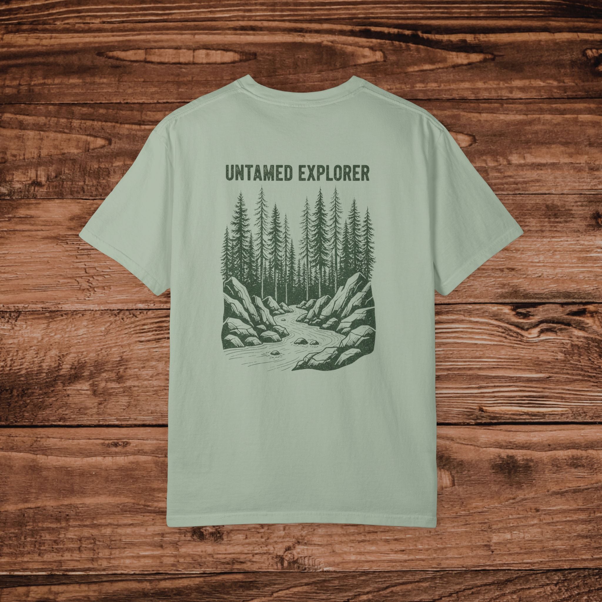 Untamed Explorer Forest Illustration T-shirt | Mountain River Crewneck