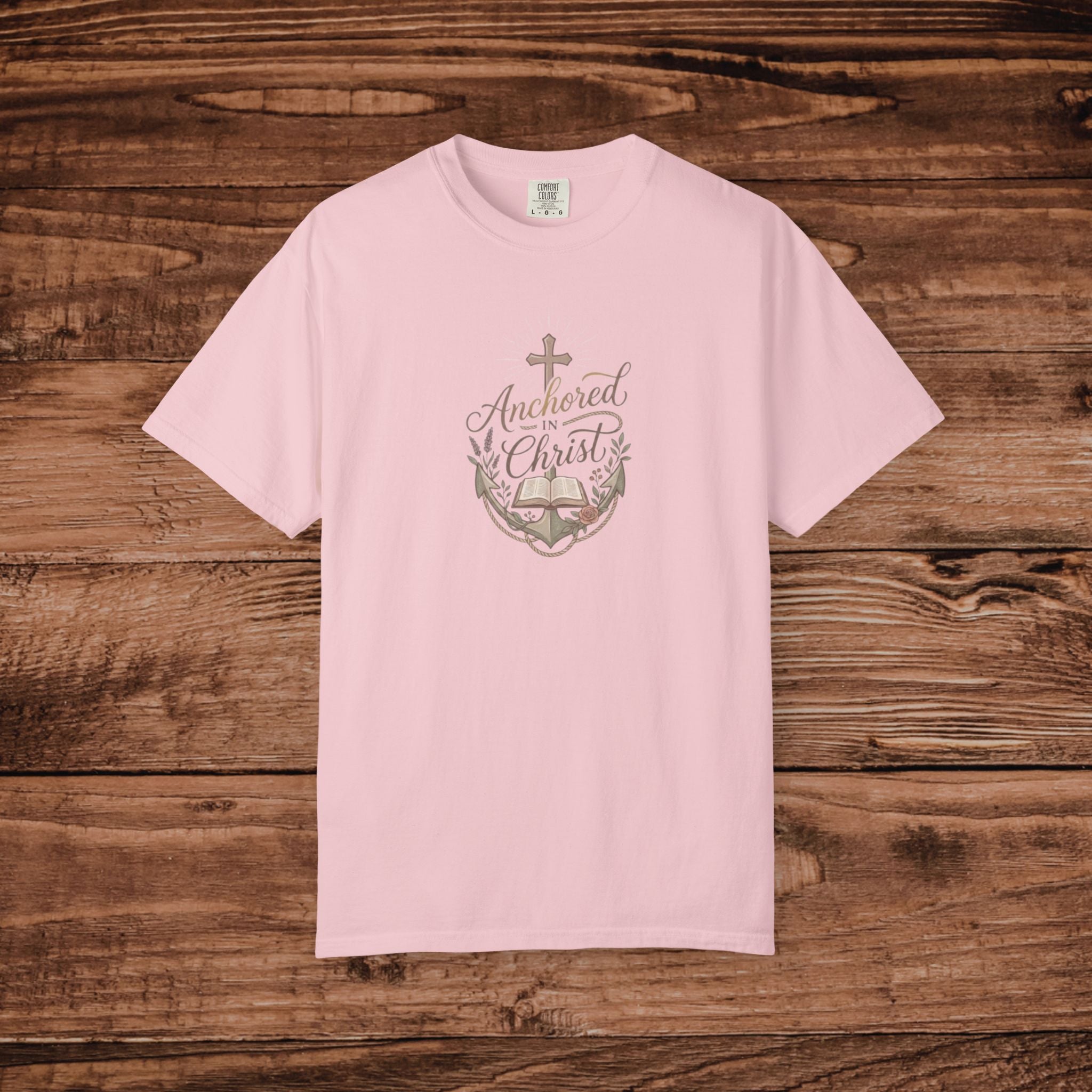Anchored in Christ anchor cross Bible T-shirt | Christian faith tee