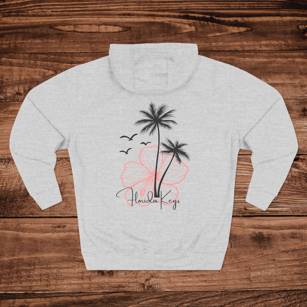 Florida Keys Hoodie, Tropical Beach Pullover, Palm Tree Graphic Sweatshirt, Coastal Aesthetic Apparel, Florida Vacation Gift, Unisex Fleece