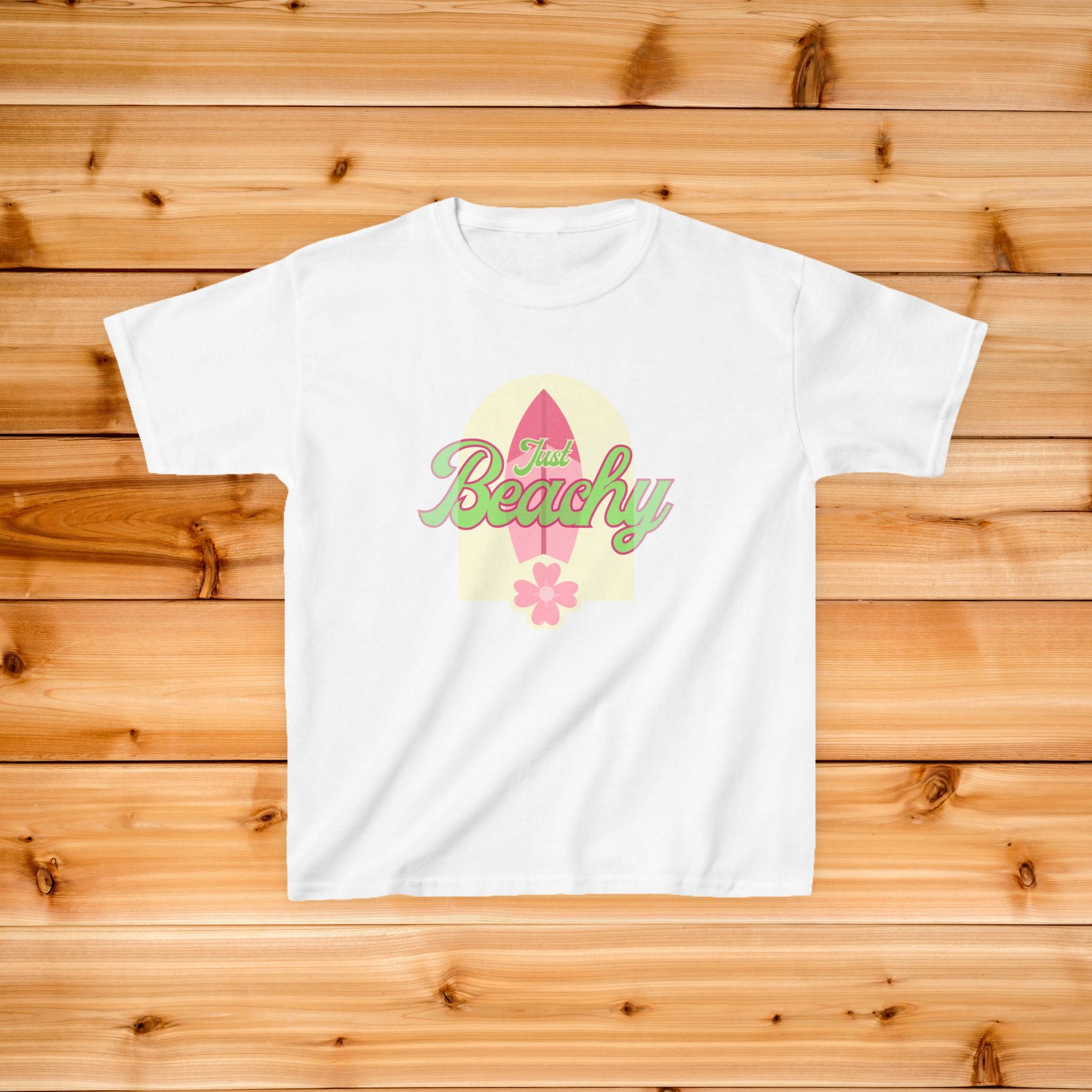 Beachy Surfboard Kids Tee | Retro Floral Summer Vibes
