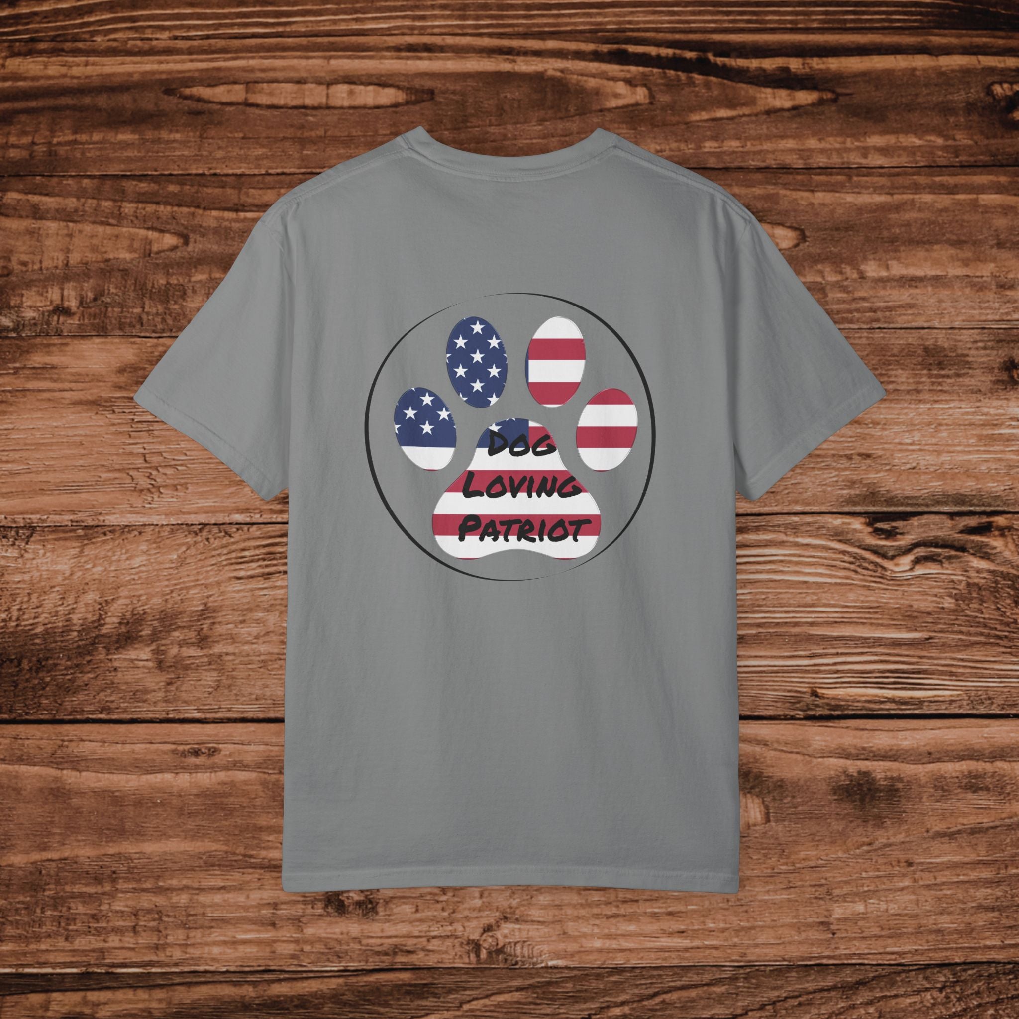 Dog Loving Patriot T-shirt | American Flag Paw Print