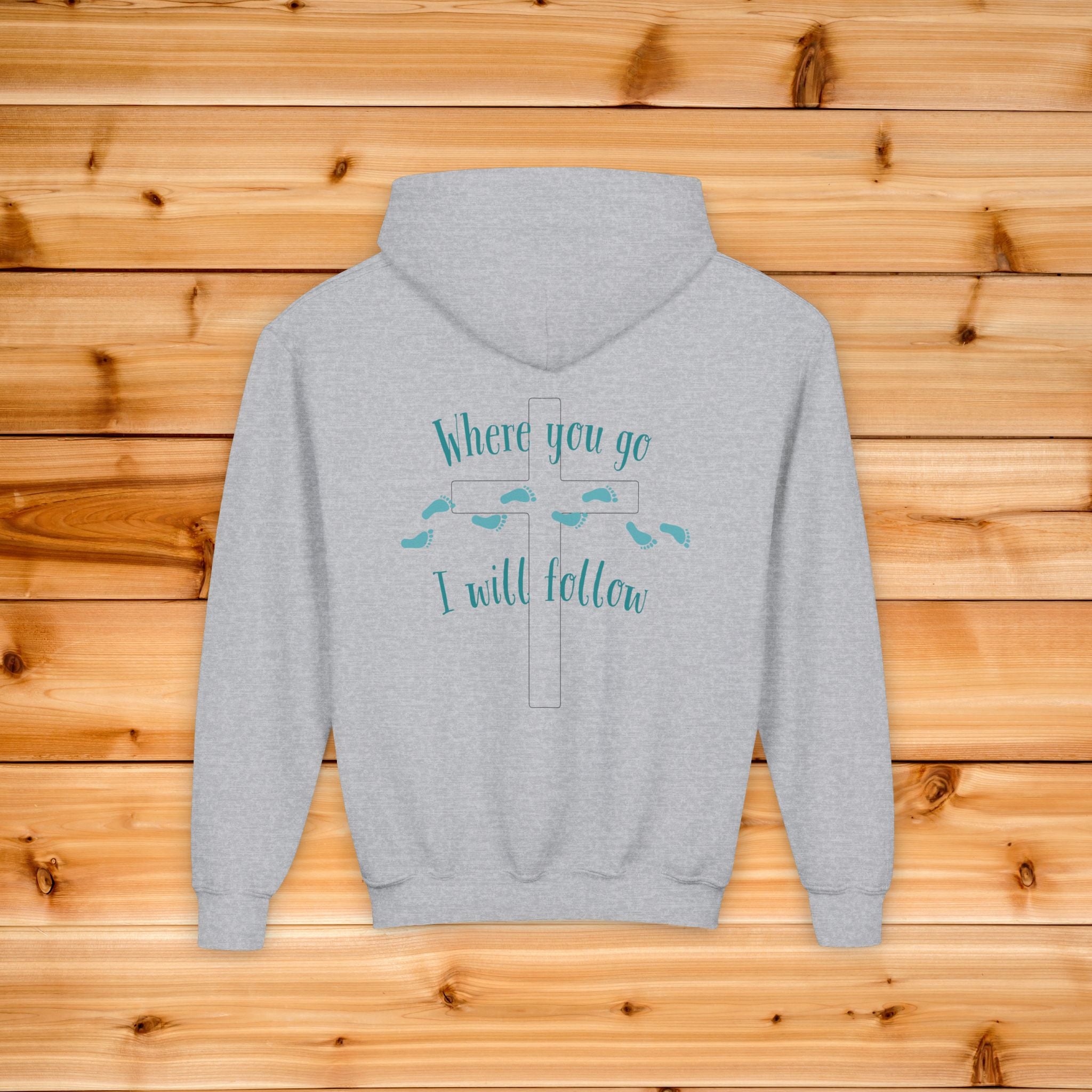 Kids Where You Go I Will Follow Hoodie, Dual Graphic Youth Sweatshirt, Aesthetic Chrisitan Hoodie, Kids Jesus Hoodie, Sunday School Hoodie