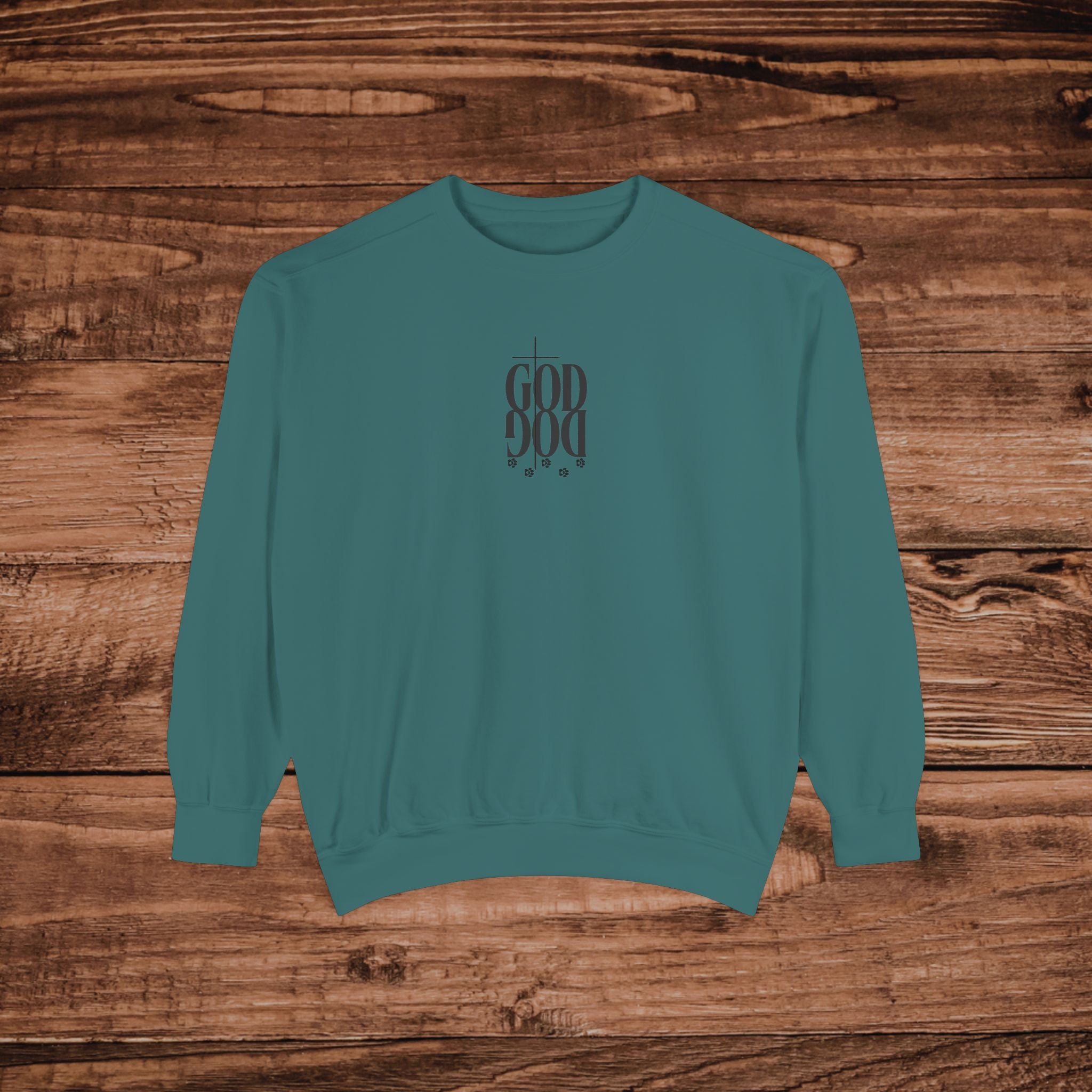 GOD DOG vertical script floral sweatshirt | spiritual pet lover design