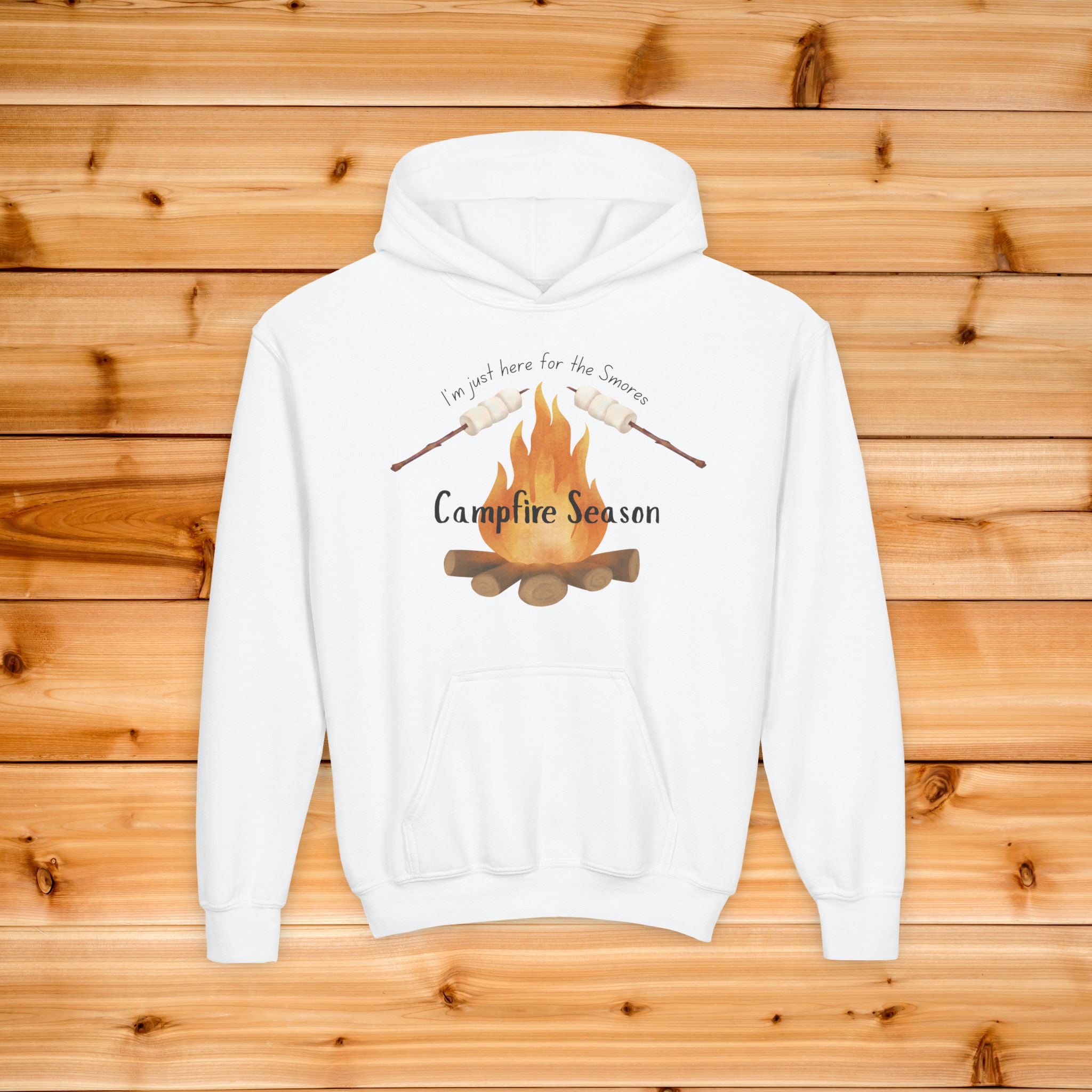 Big Kids Campfire Season Hoodie | Marshmallow Roasting Graphic