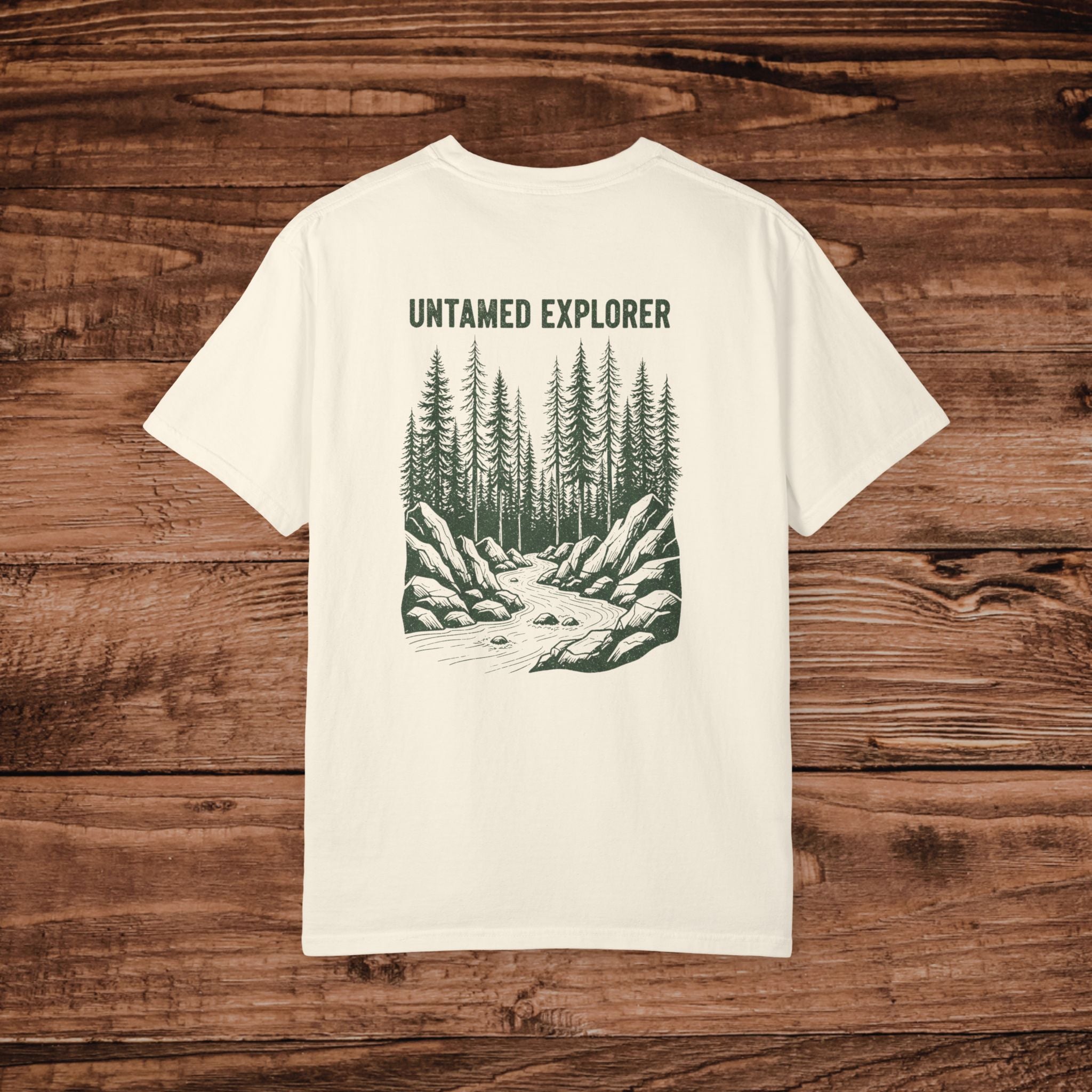 Untamed Explorer Forest Illustration T-shirt | Mountain River Crewneck