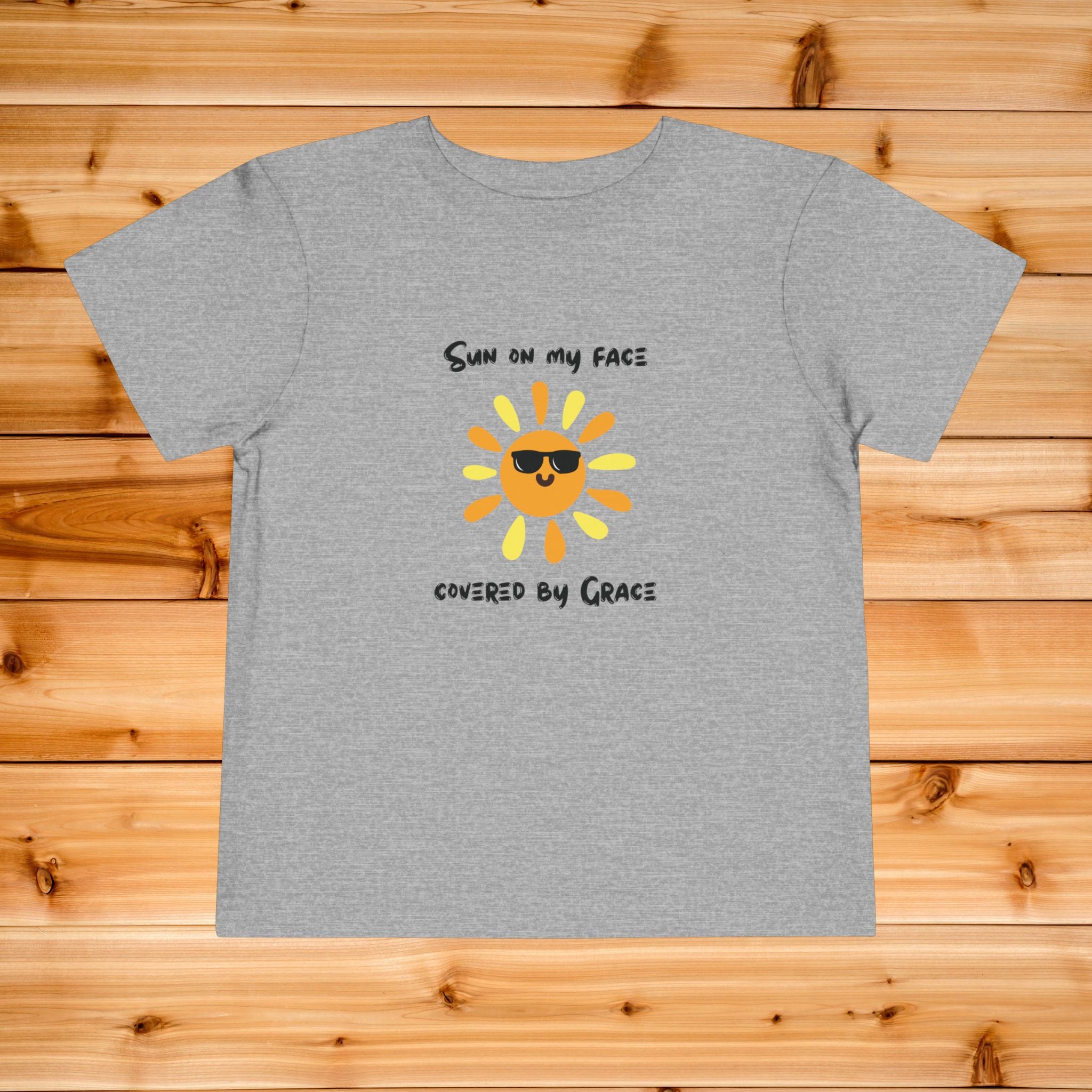 Sun with Sunglasses Covered by Grace toddler tee | Kids Sunshine Shirt