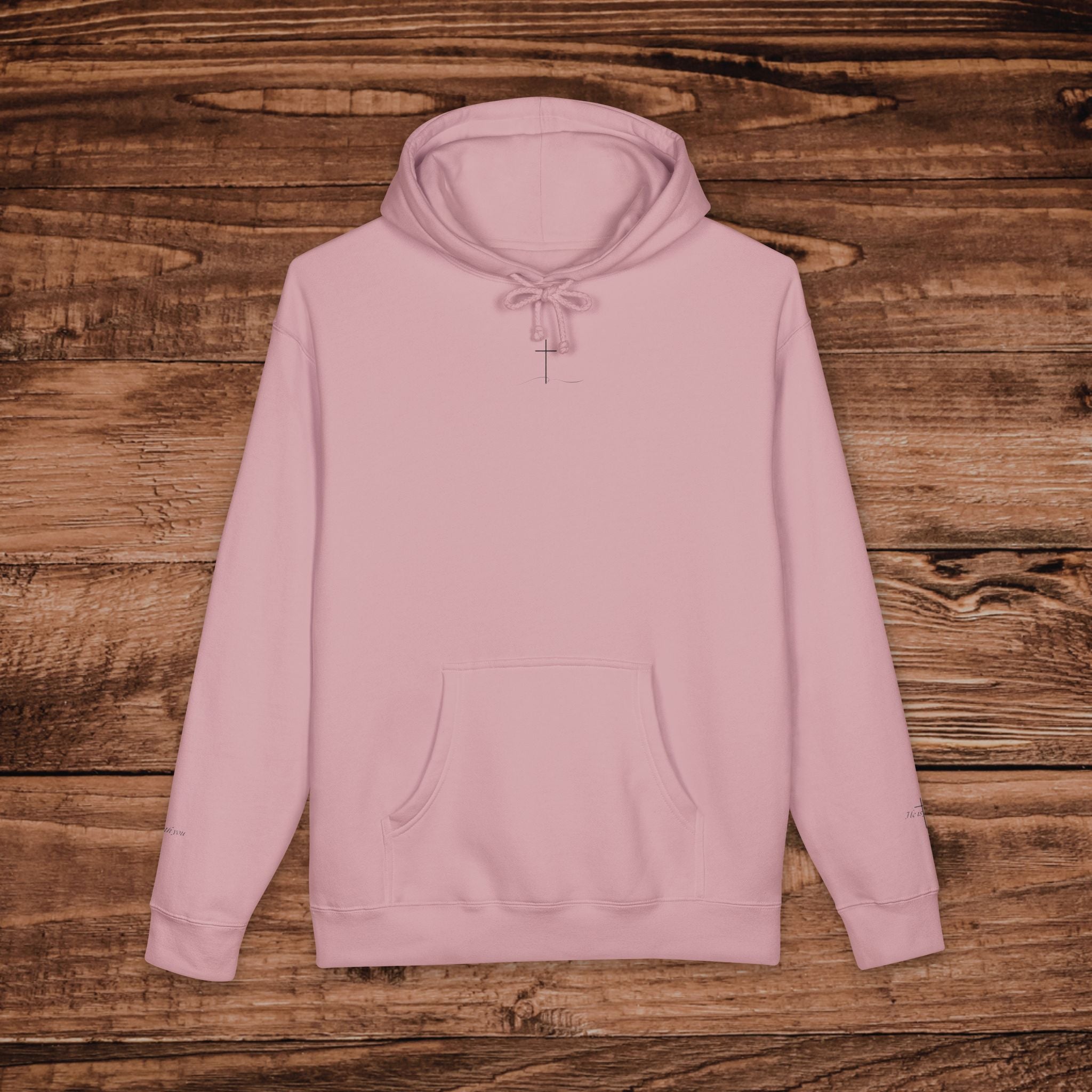 Minimal Faith Cross Print Hoodie | Front Back & Sleeve Graphics