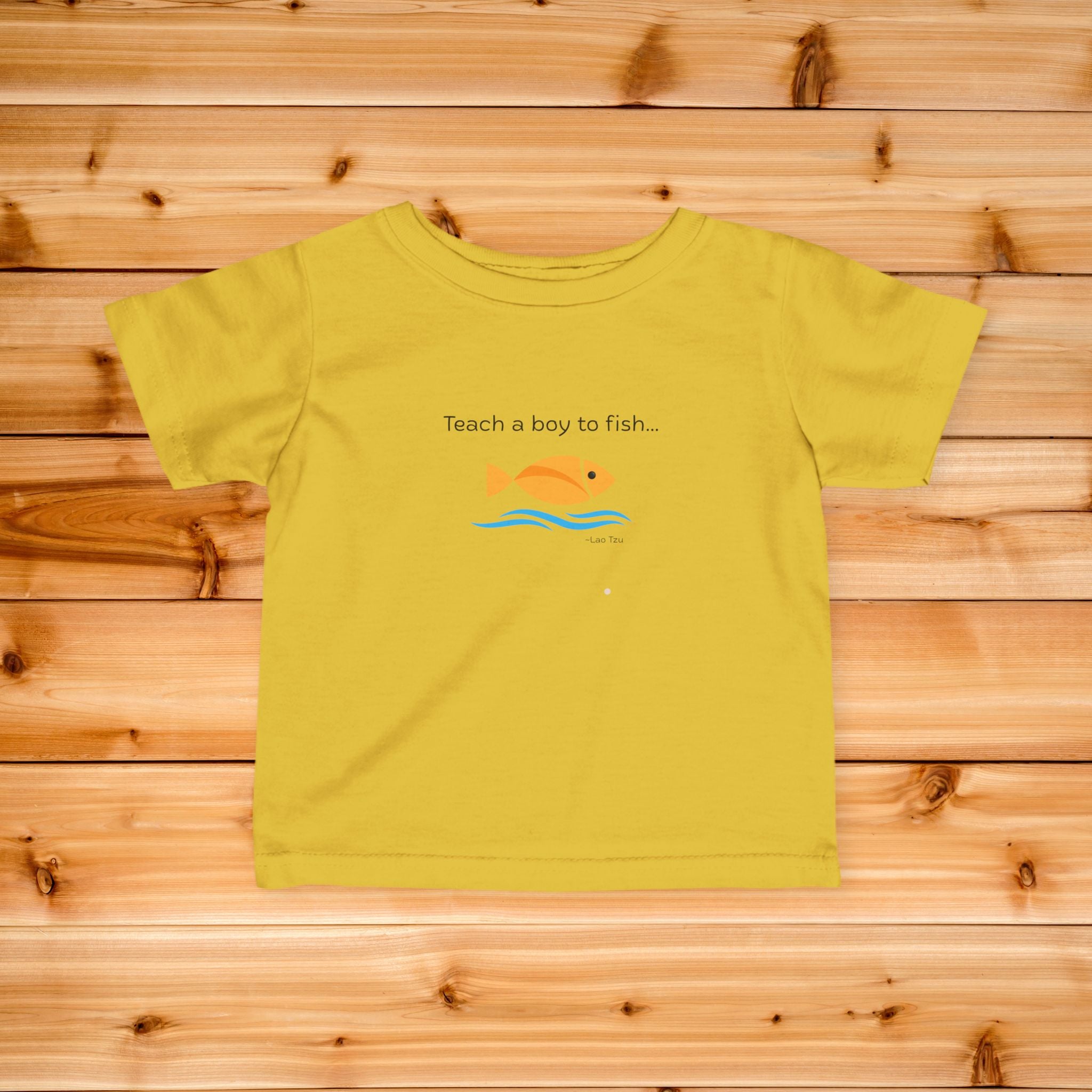 Teach a Boy to Fish infant tee | cute orange fish graphic