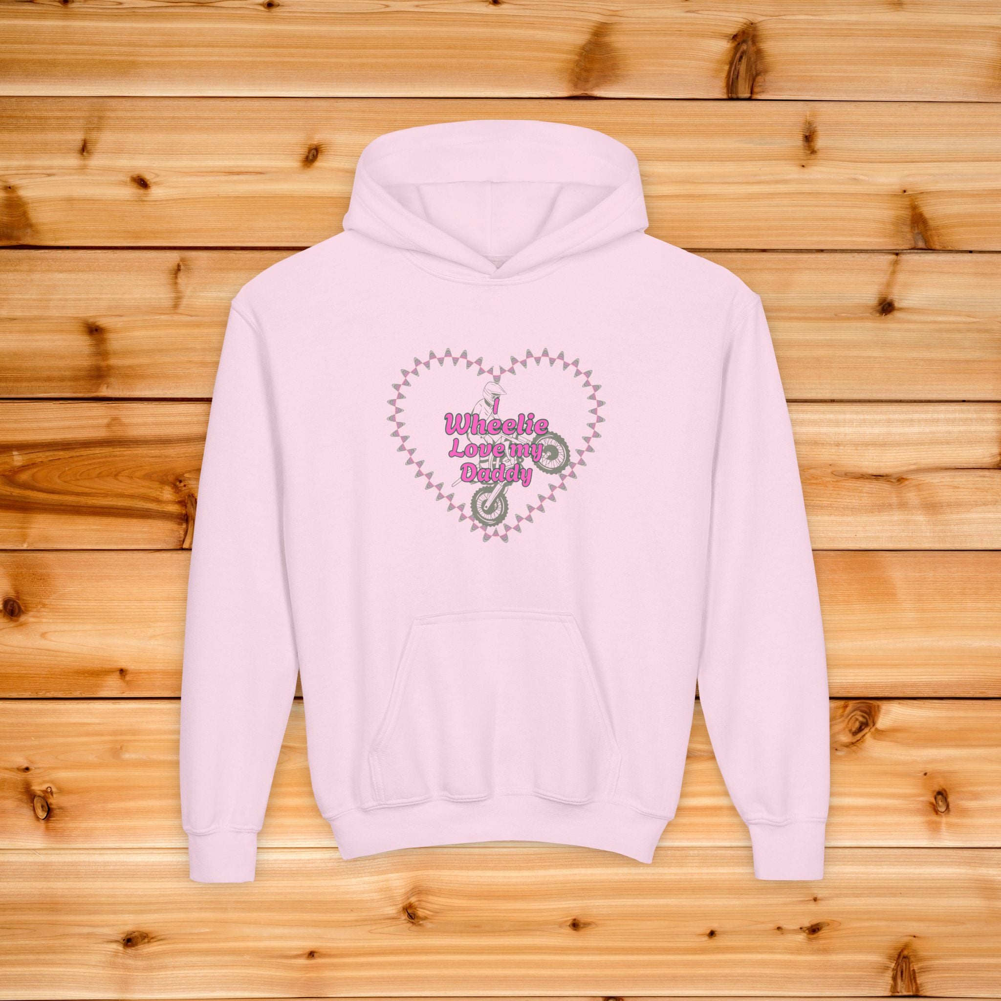 Kids Wheelie Love my Daddy Hoodie, Motocross Kids sweathsirt, Supercross Youth Girls Pullover