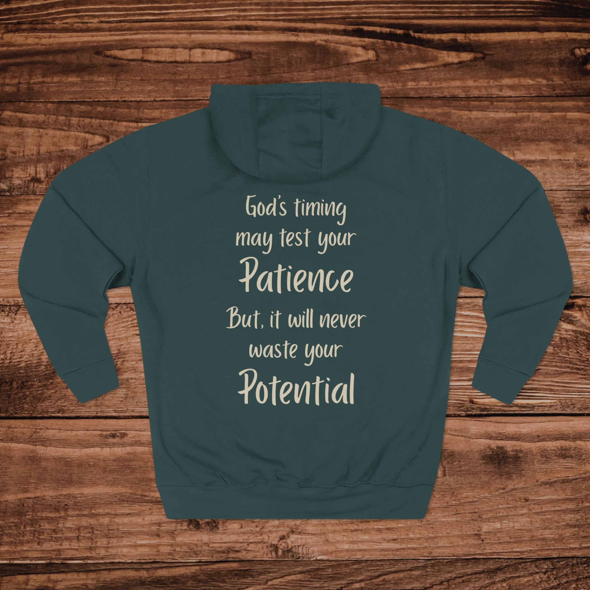 Gods Timing May Test Your Patience Hoodie, Christian Aesthetic Sweatshirt, Inspirational Scripture, Trusting God Gift, Minimalist Faith