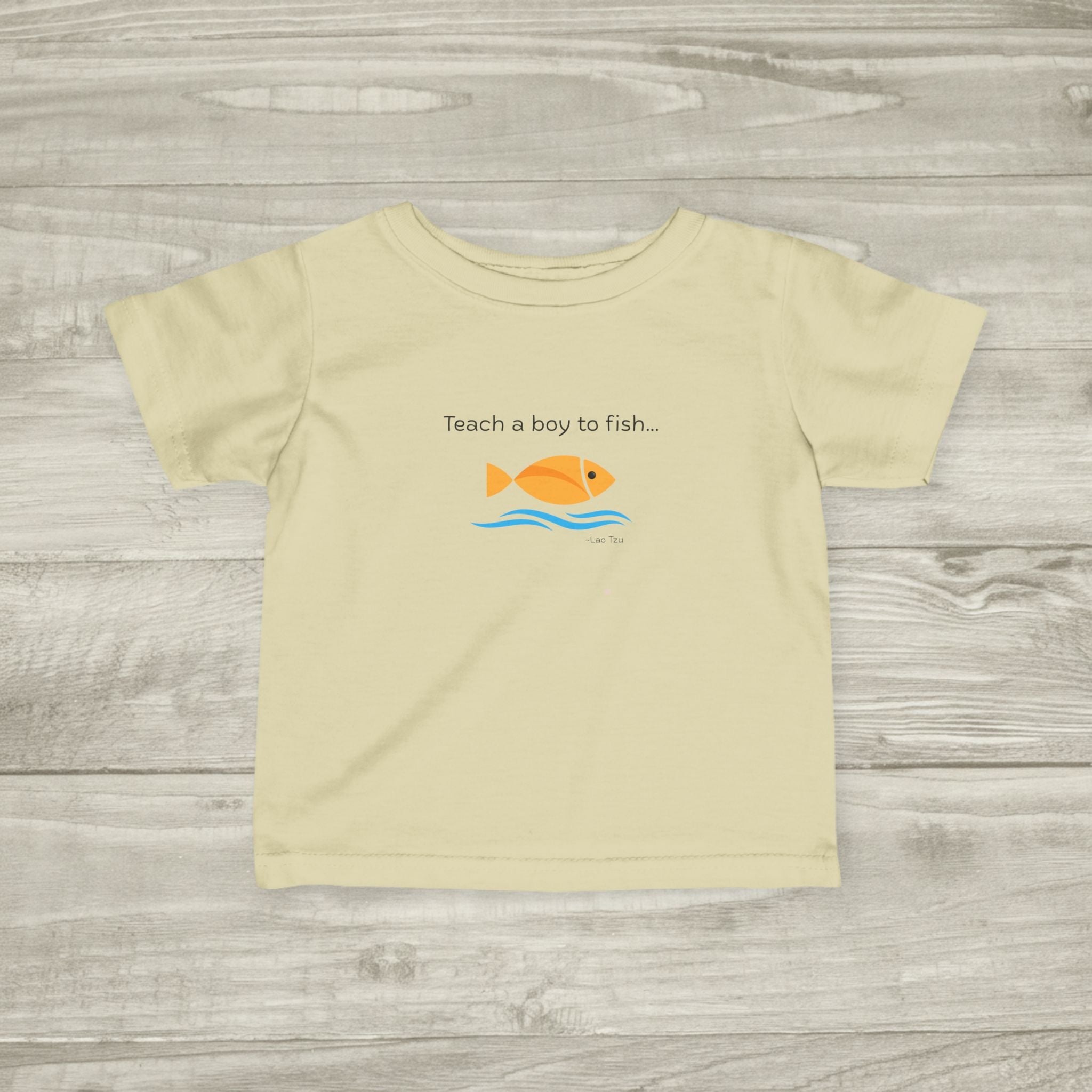 Teach a Boy to Fish infant tee | cute orange fish graphic
