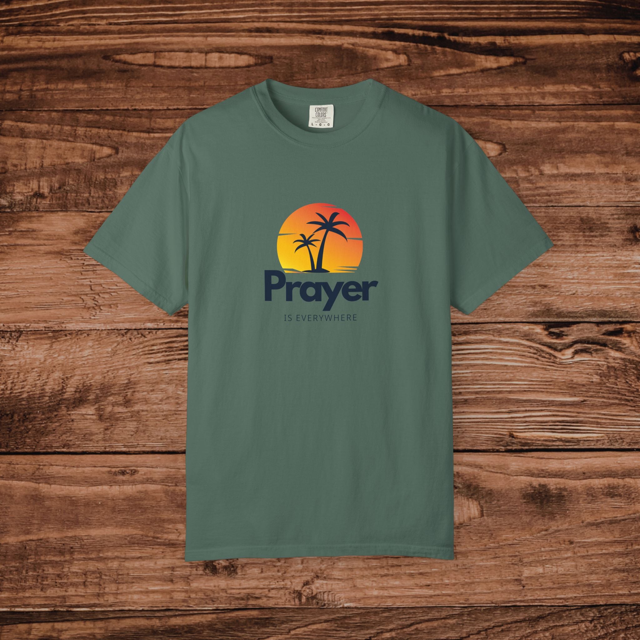 Prayer Palm Sunset T-shirt | Tropical Faith Graphic