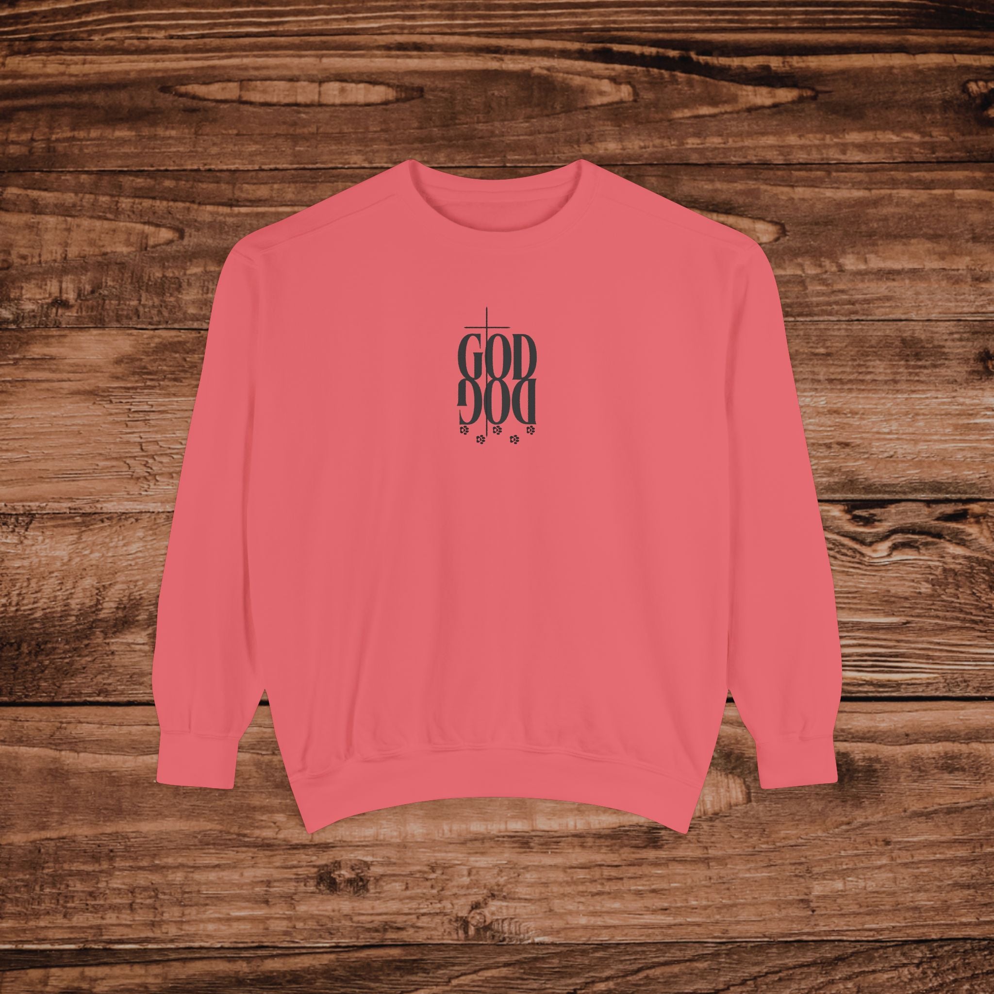 GOD DOG vertical script floral sweatshirt | spiritual pet lover design