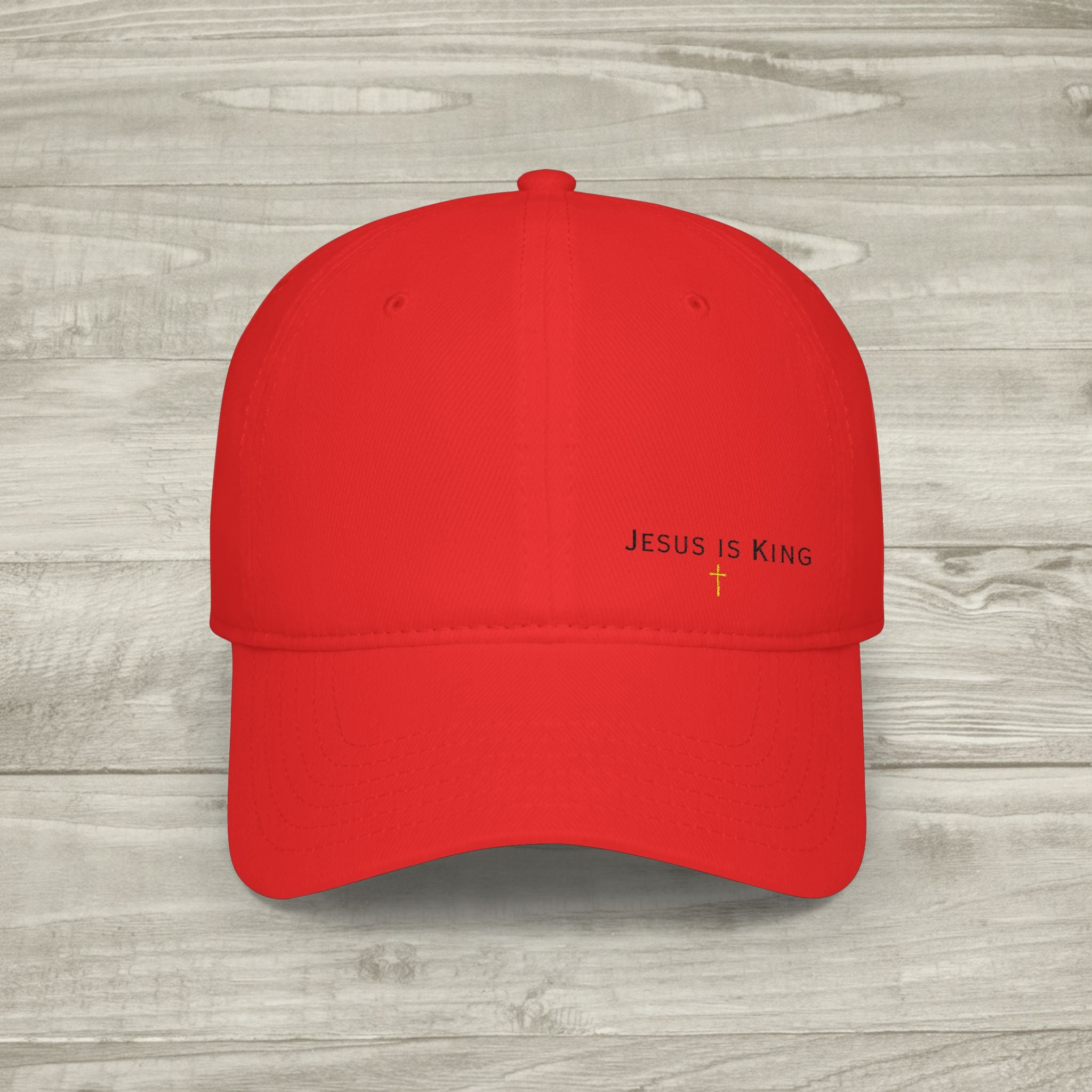 Embroidered Jesus is King Hat, Christian Aesthetic Baseball Cap, Minimalist Faith Hat, Religious Streetwear Headwear, Embroidered Cross Cap
