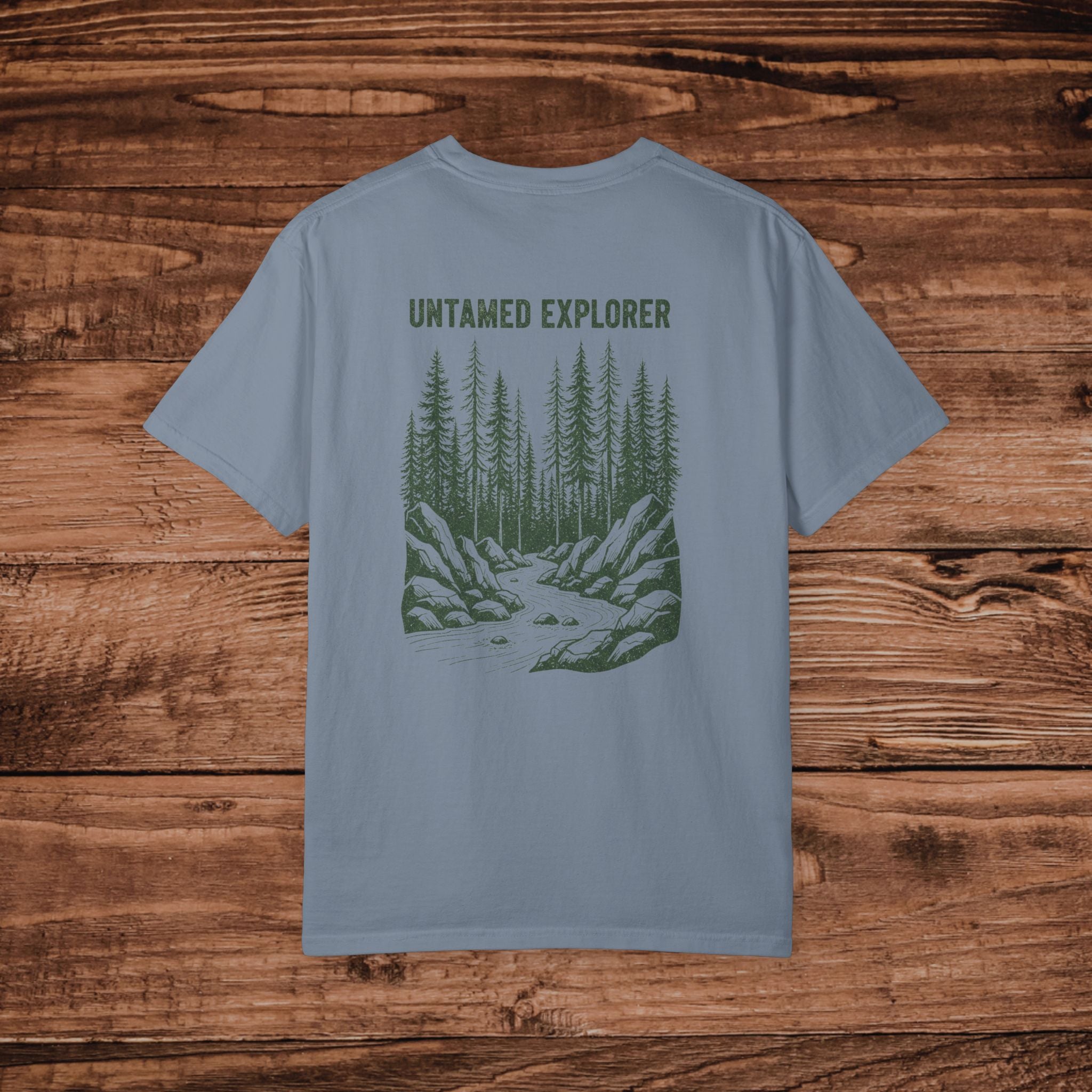 Untamed Explorer Forest Illustration T-shirt | Mountain River Crewneck