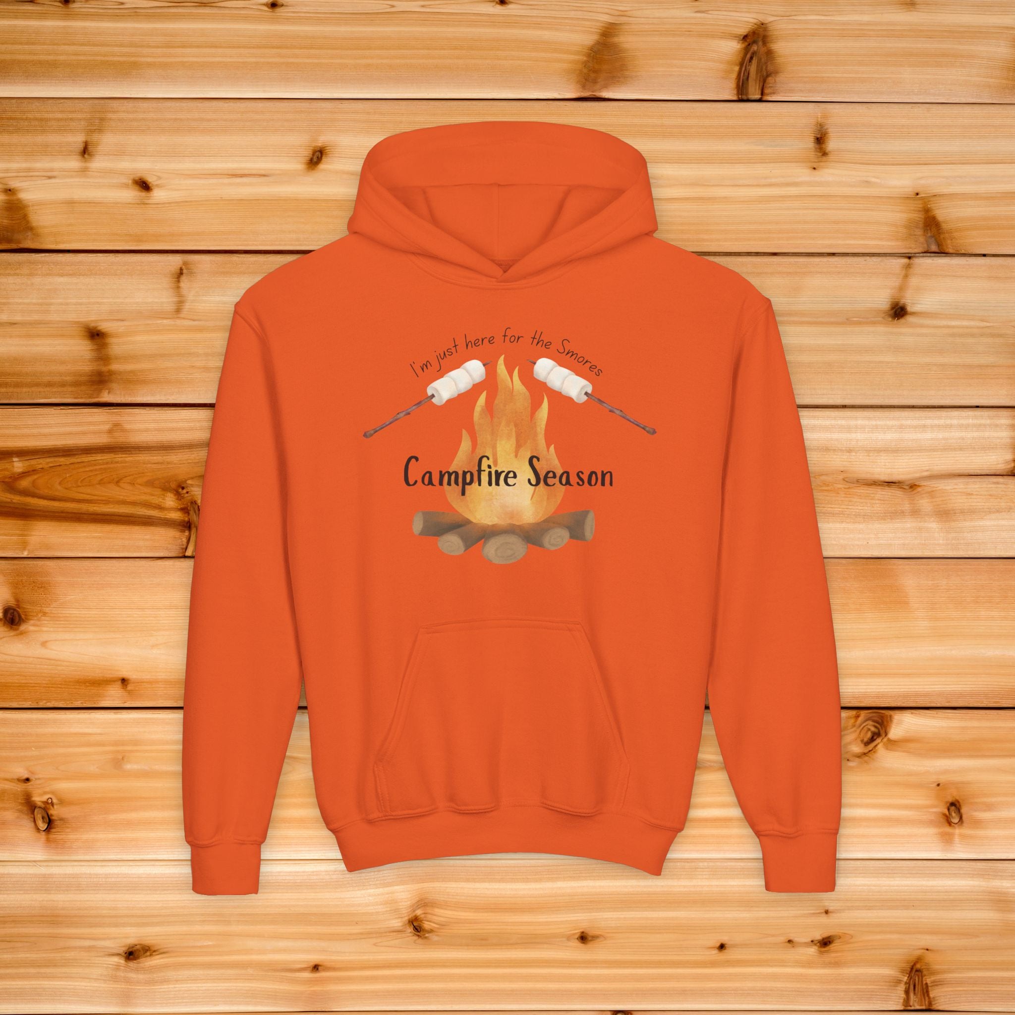 Big Kids Campfire Season Hoodie | Marshmallow Roasting Graphic