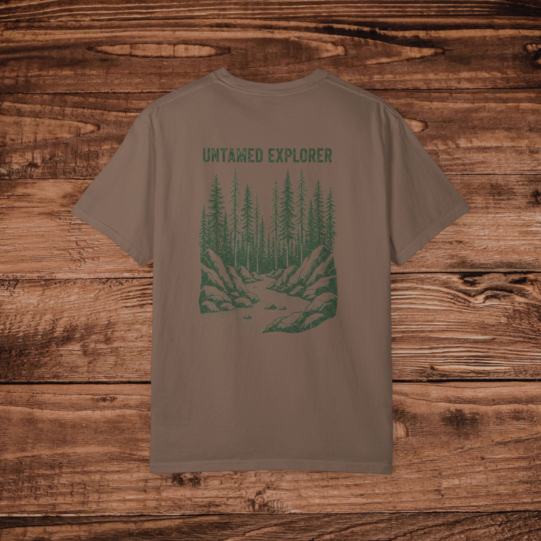 Untamed Explorer Forest Illustration T-shirt | Mountain River Crewneck