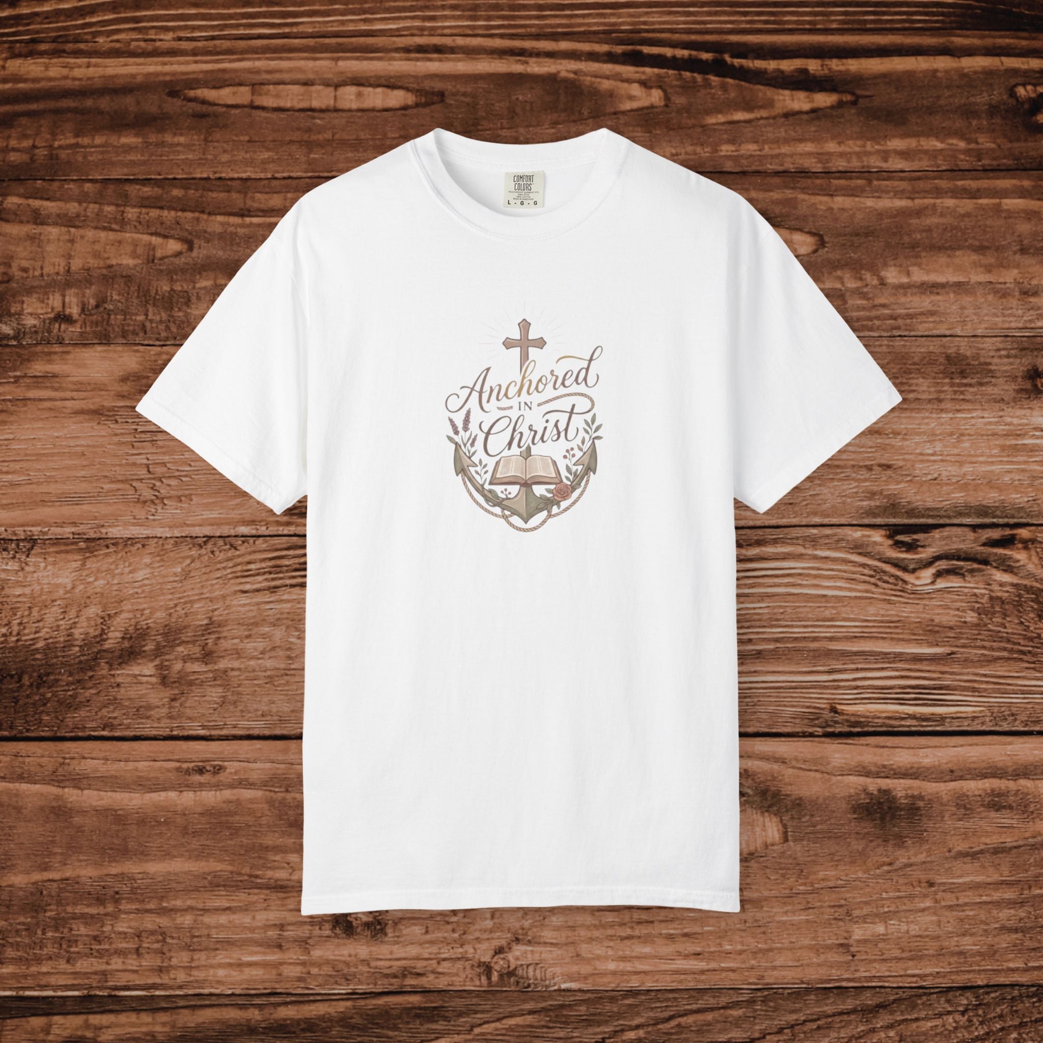 Anchored in Christ anchor cross Bible T-shirt | Christian faith tee