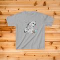 Gray Bunny with Cross Egg Kids Tee | Easter Christian Bunny Shirt