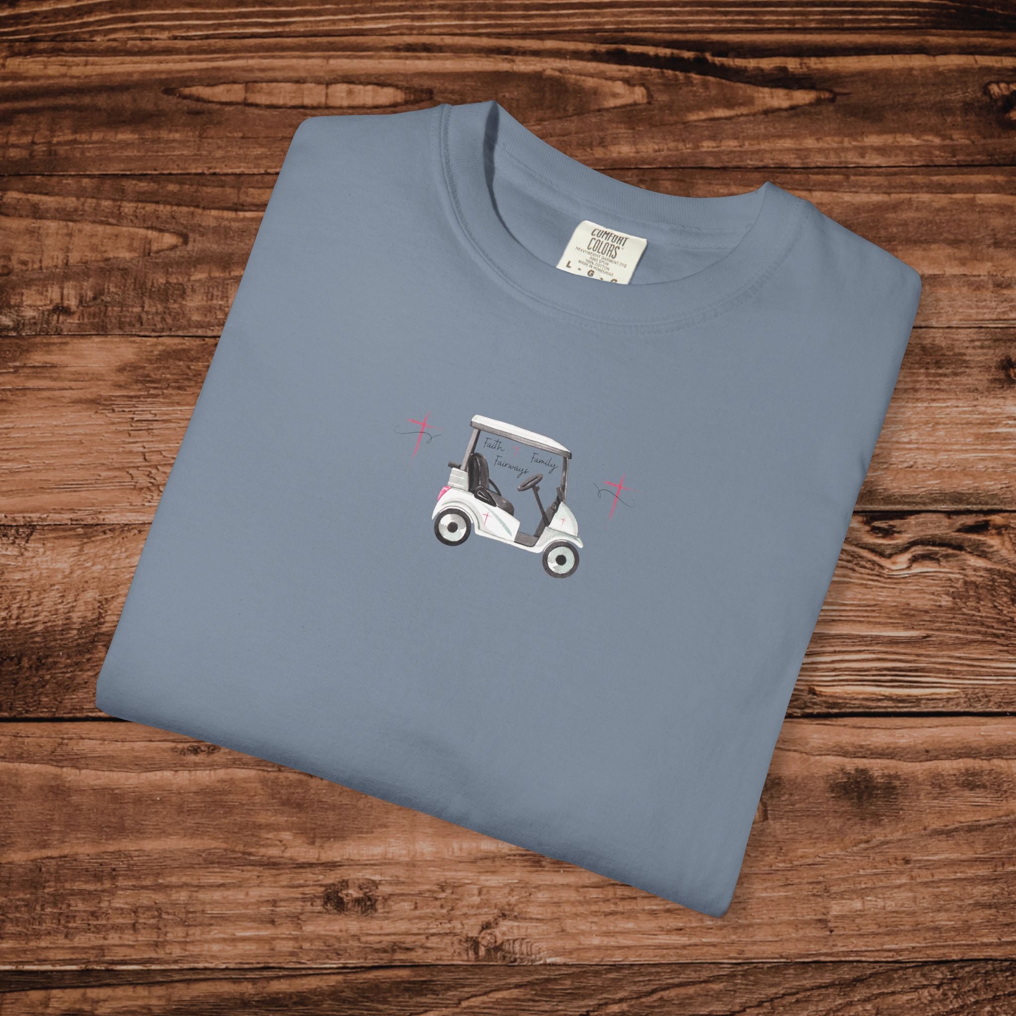 Christian Women's Golf Shirt, Comfort Colors 1717 Minimalist Golf Cart Tee, Aesthetic Faith Based Golfer Gift, Preppy Sunday Golfing Top