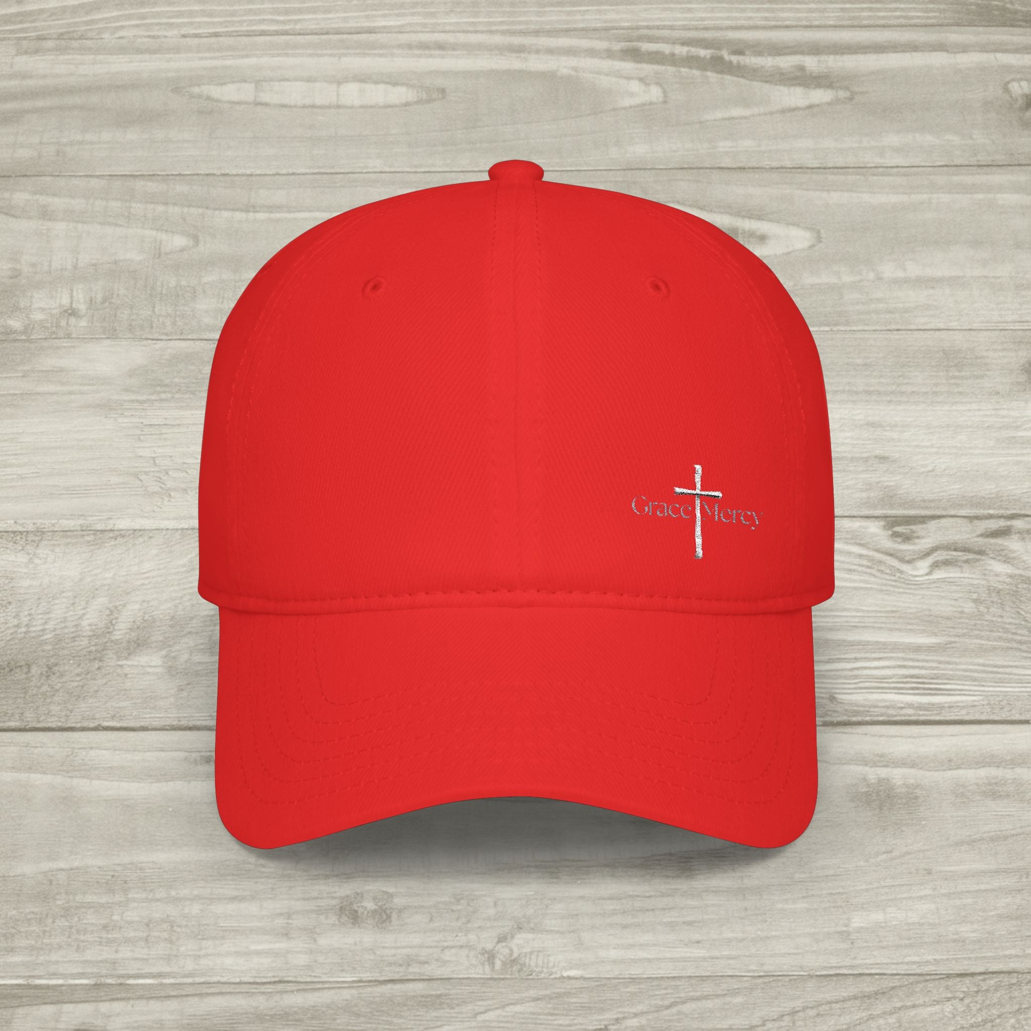 Embroidered Grace and Mercy Hat, Christian Aesthetic Baseball Cap, Minimalist Faith Hat, Religious Streetwear Headwear, Cross Cap
