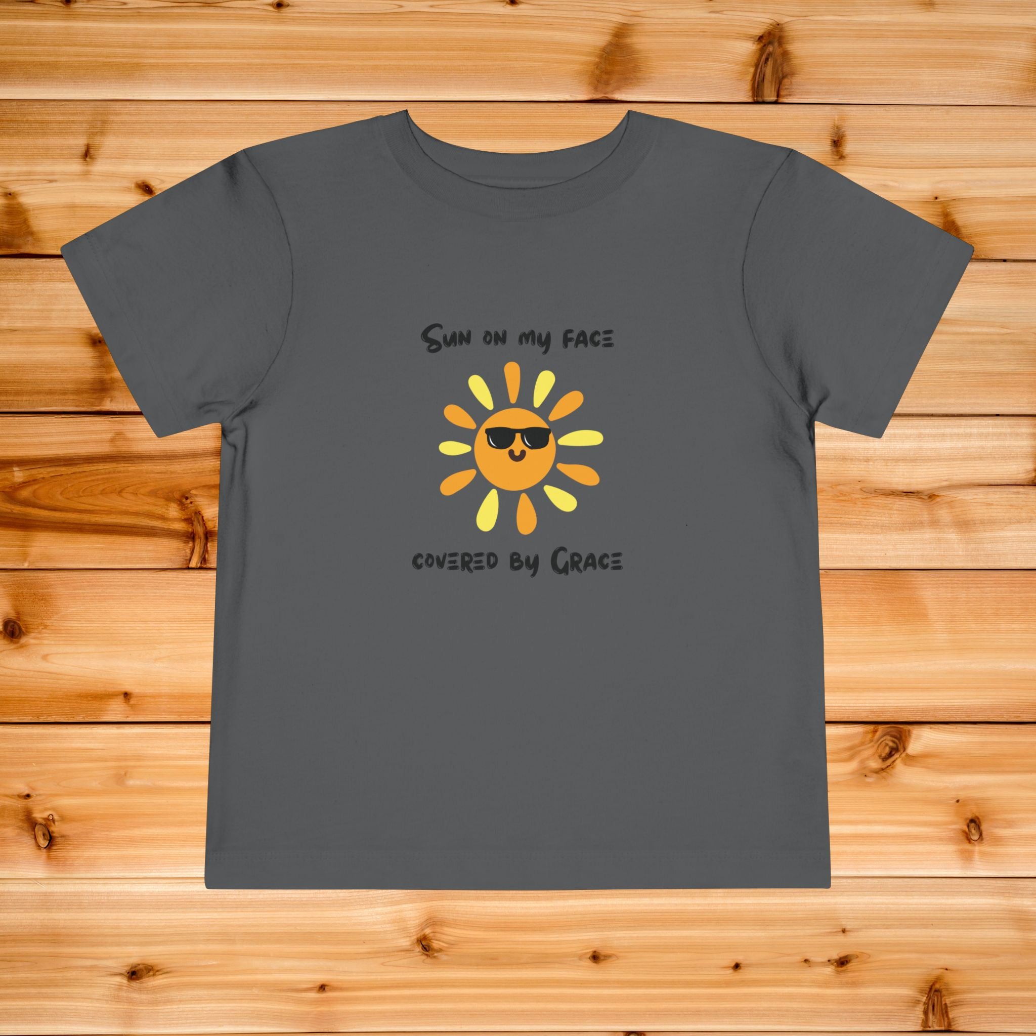 Sun with Sunglasses Covered by Grace toddler tee | Kids Sunshine Shirt