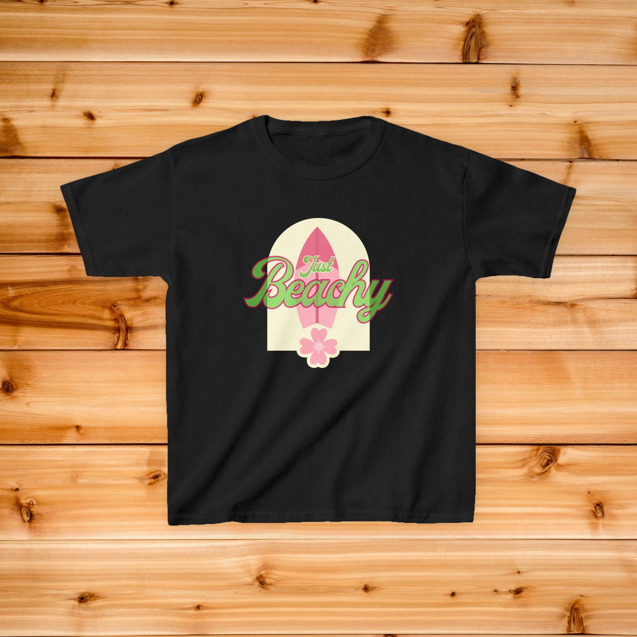 Beachy Surfboard Kids Tee | Retro Floral Summer Vibes