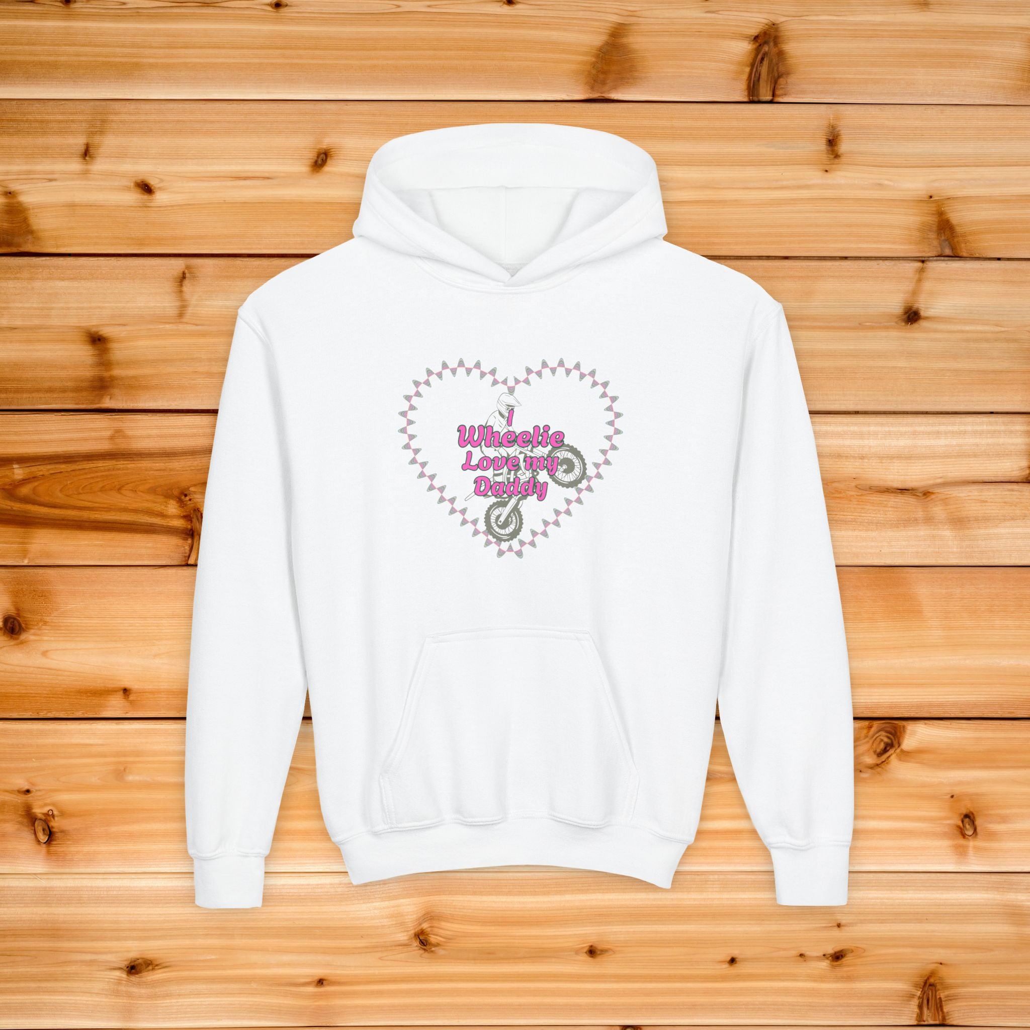 Kids Wheelie Love my Daddy Hoodie, Motocross Kids sweathsirt, Supercross Youth Girls Pullover