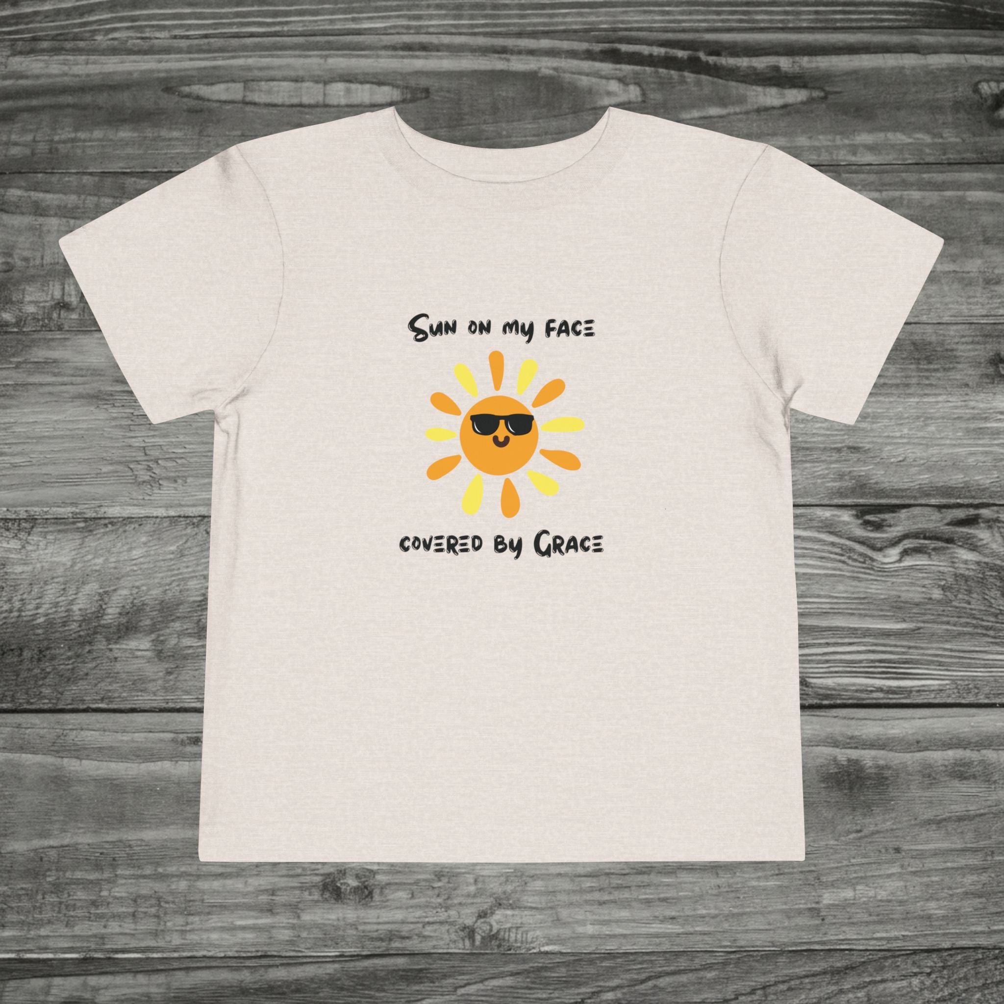 Sun with Sunglasses Covered by Grace toddler tee | Kids Sunshine Shirt