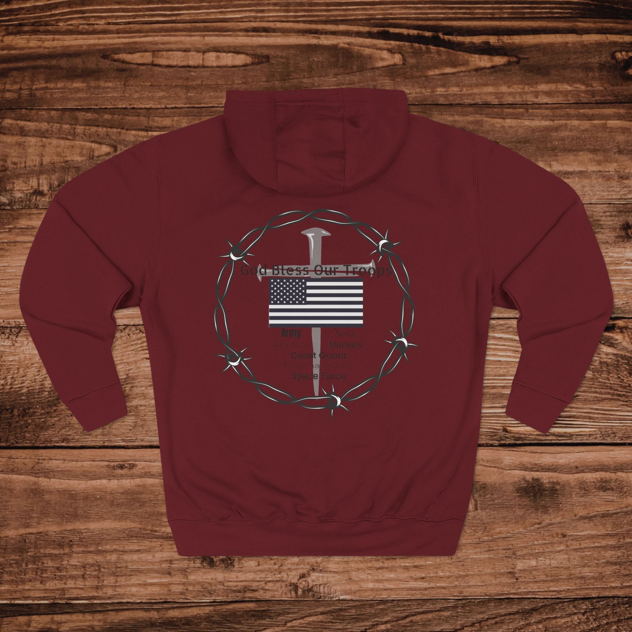 Military Support design Hoodie Dual Graphic Faith Based