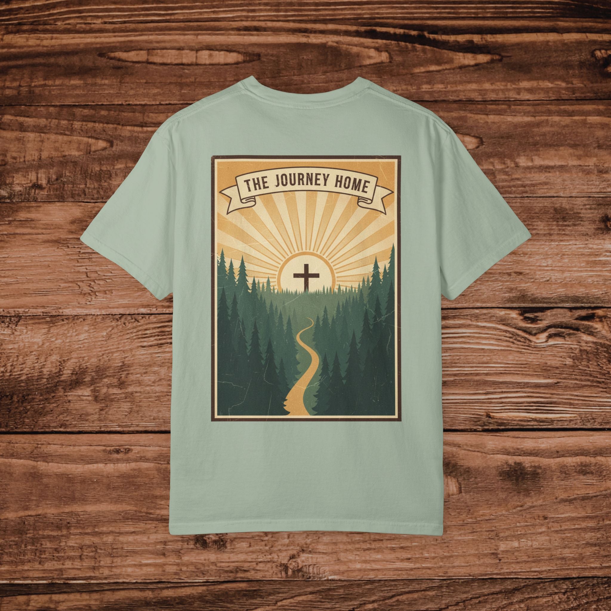 The Journey Home faith graphic tee T-Shirt | Inspirational Christian design